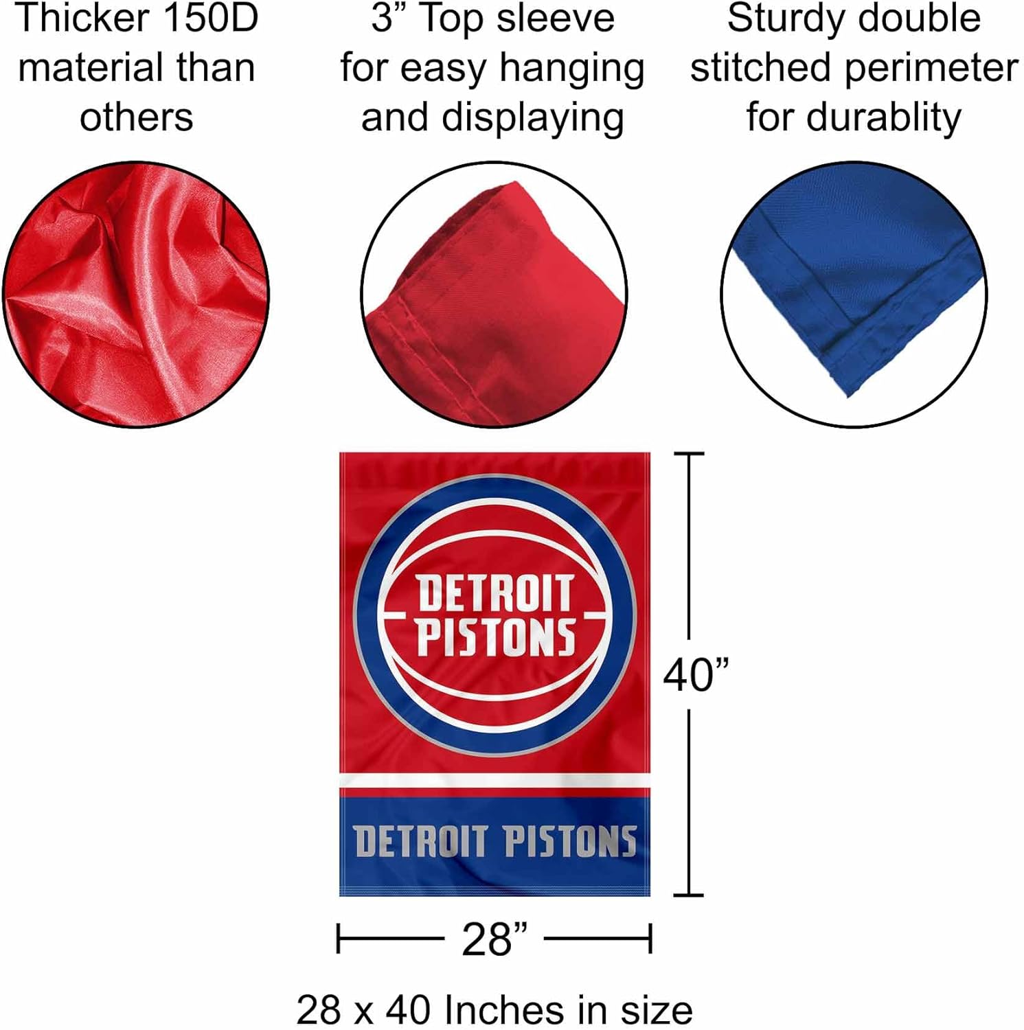 Detroit Pistons Double Sided House Banner Flag