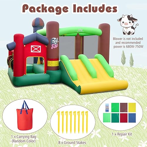 Miniatura 5 de Casa de rebote inflable BOUNTECH con toboganes duales, casa hinchable con foso de bolas para niños, diversión en fiestas de patio trasero al aire