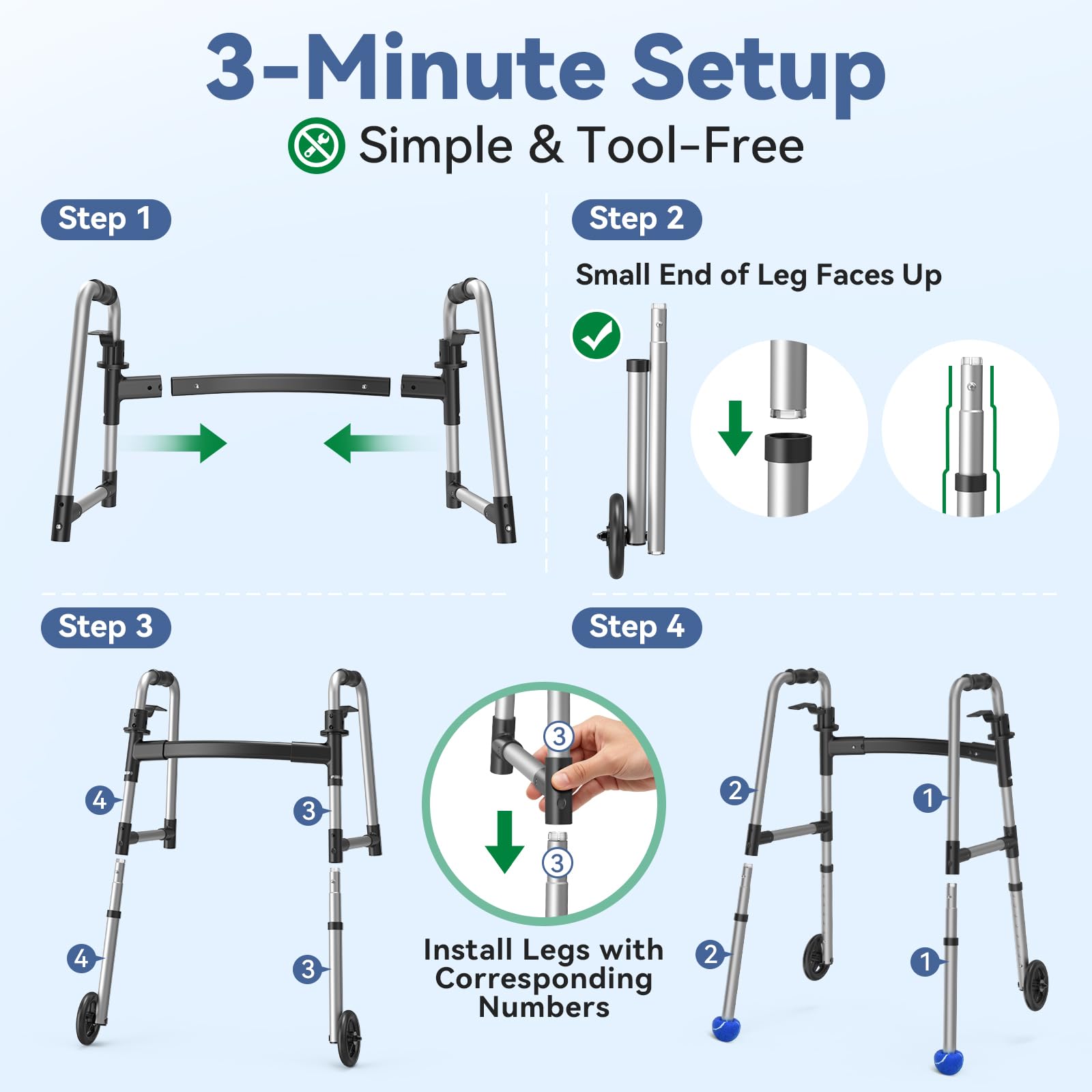 Loyoda Folding Walker with 2 Precut Tennis Balls and 5" Wheels, Lightweight — Amazon image 7