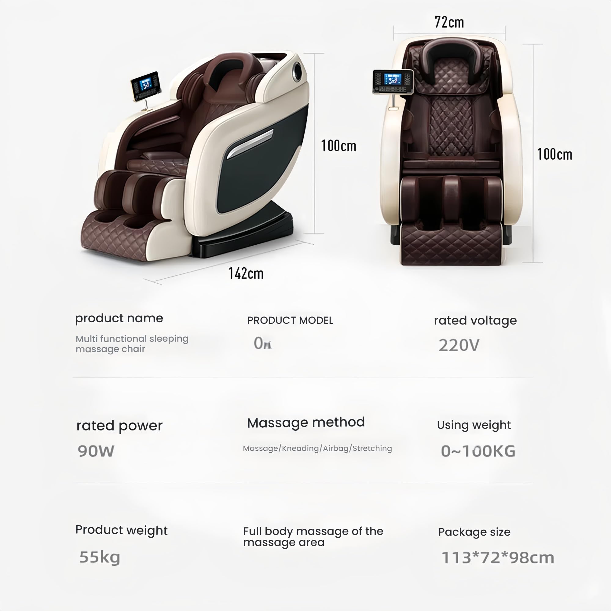 Sedia da massaggio per tutto il corpo, SL Track Intelligent Hot Pad Recliner per anziani(Red)