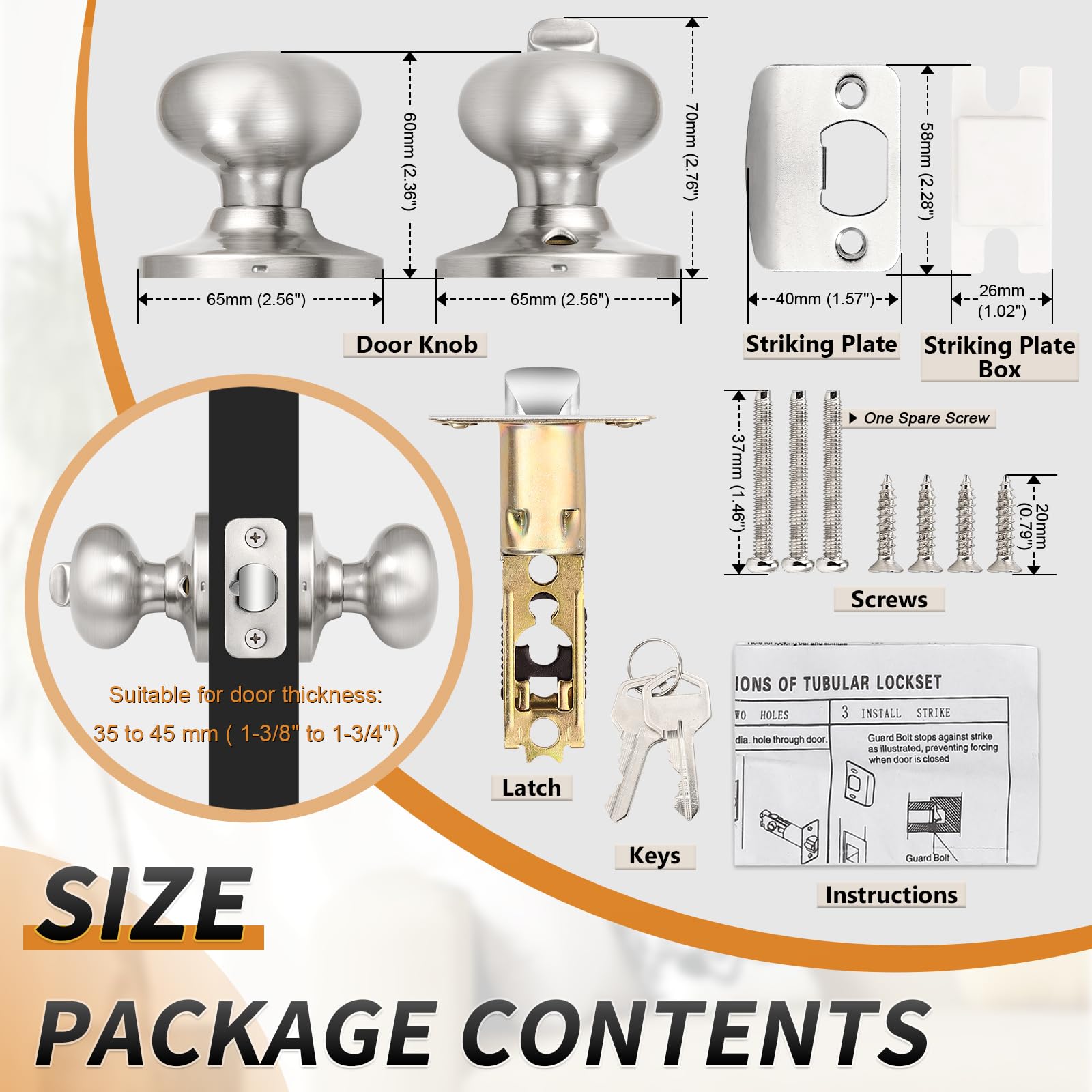 Probrico Entry Door Knobs - Keyed Locks, 3 Pack -6 Probrico Entry Door Knobs - Keyed Locks, 3 Pack -6