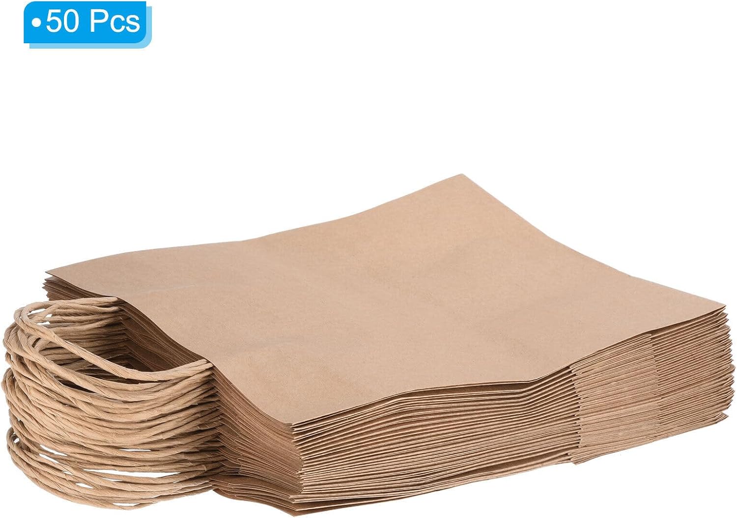 Home and Garden Parts 50Pcs 10.2"x4.7"x12.2" Paper Bags with Handles Favor Tote Natural Color #CN/251024/08946