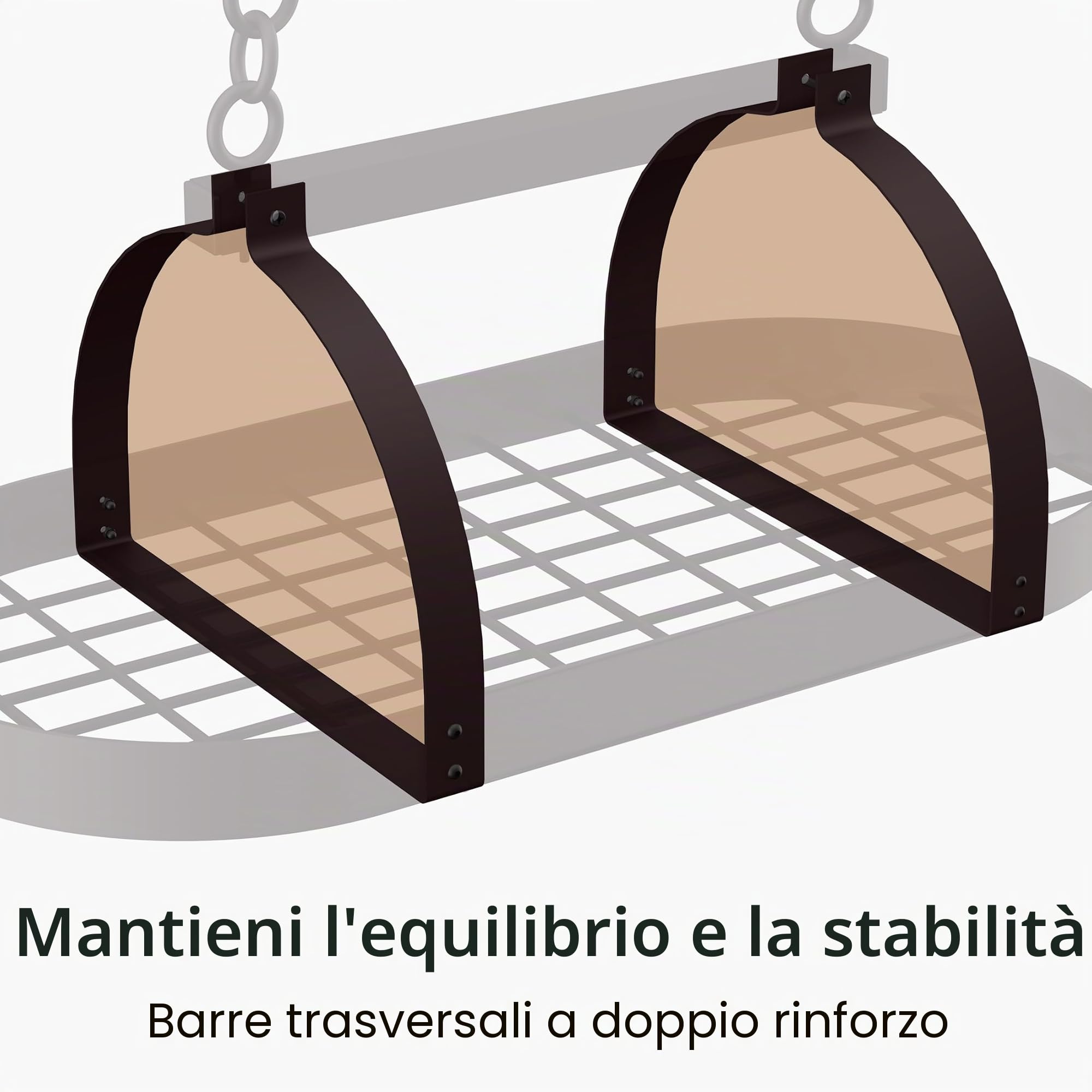 KES Porta Padelle e Pentole da Soffitto Porta Pentole da Cucina Salvaspazio con 20 Ganci per L'archiviazione e L'organizzazione della Cucina Mensola 85CM Bronzo Oliato, KUR221S85-OB