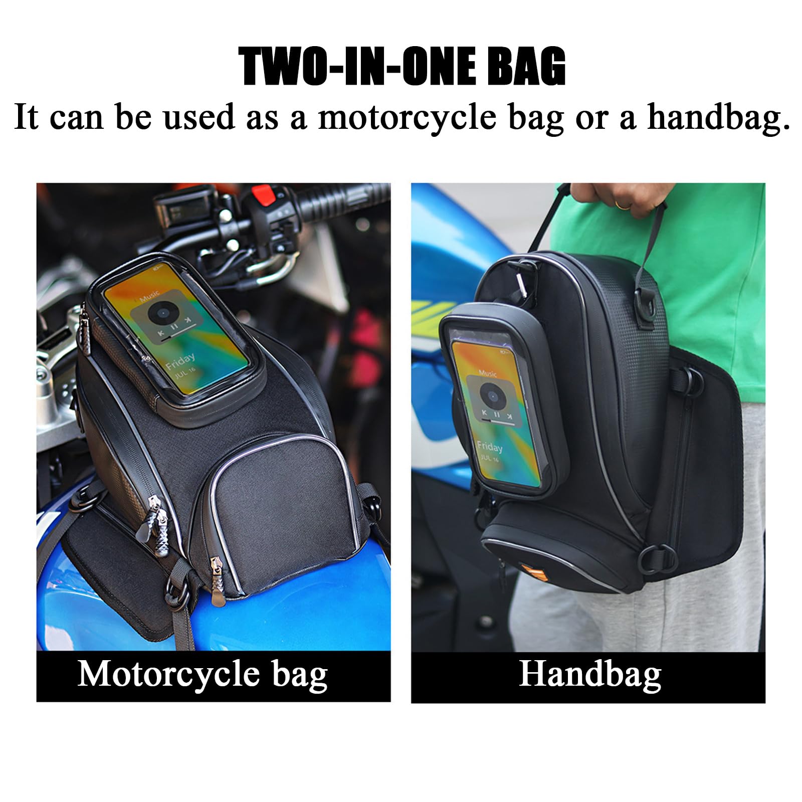 Motorrad Tankrucksack für KTM 390 Adventure/Adventure SW/Duke Multifunktional Tanktasche Motorrad Touring Klarsichtfenster für Handy