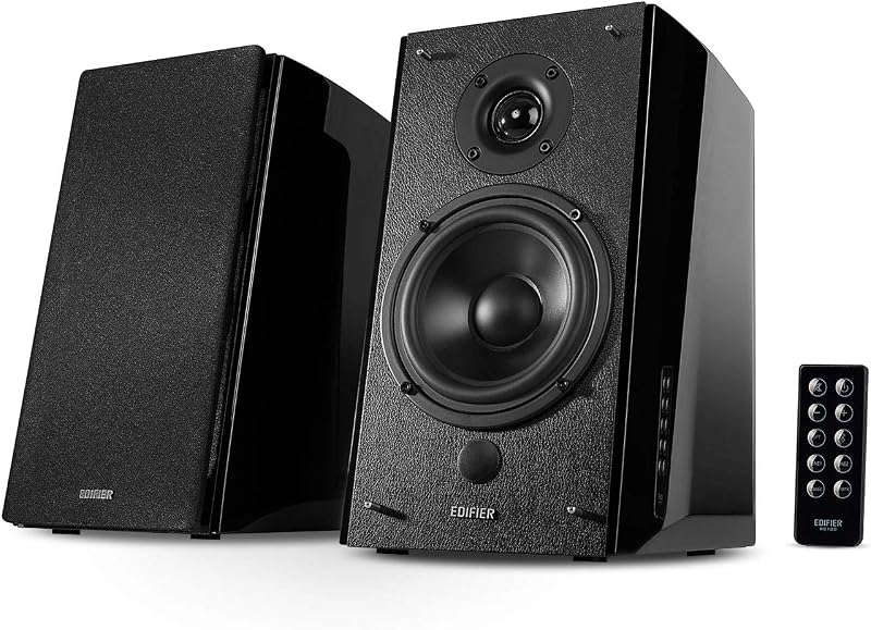 Edifier R2000DB parlantes de estantería con Bluetooth, 120 W RMS, negro | Monitores de estudio de campo cercano, entrada óptica, 2 entradas AUX, control remoto, procesamiento de sonido digital