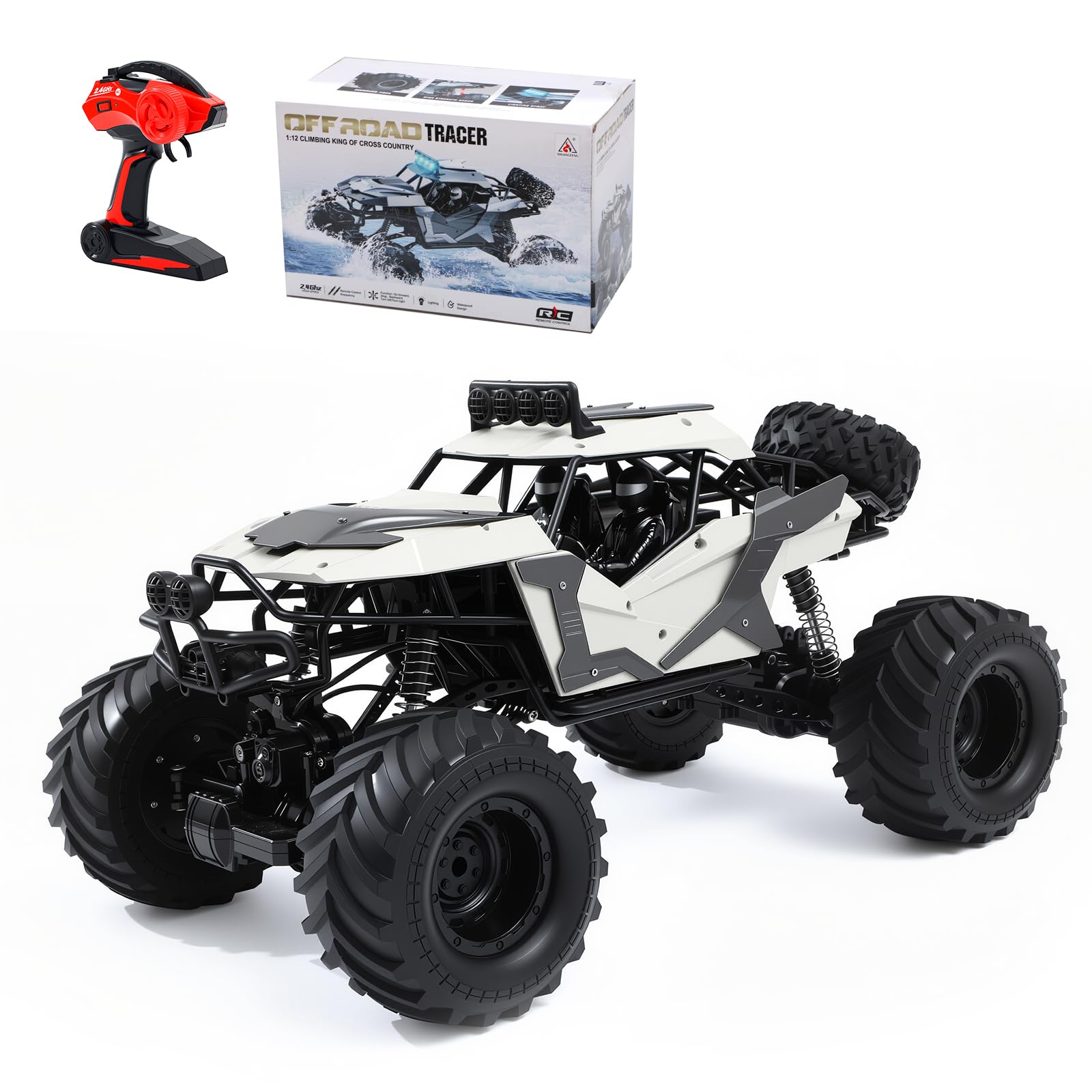 1 8 Large Amphibious RC Car 4WD Waterproof Monster Truck Drives on Water Land All Terrain Remote Control