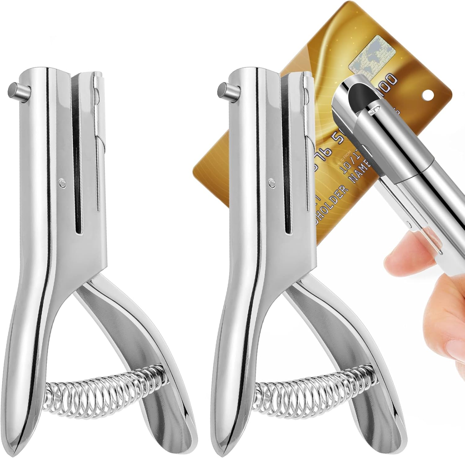 Chumia 2 Pcs Heavy Duty Hole Punch 2\" Long Reach 1/4 Inch Paper Single One Hole Puncher Deep Throat Reduced Effort Hand Held Alloy Punch for ID PVC Cards 5 Inch Tall 25 Sheet Capacity 2 1/4 Inch Diameter INCOMPLETE