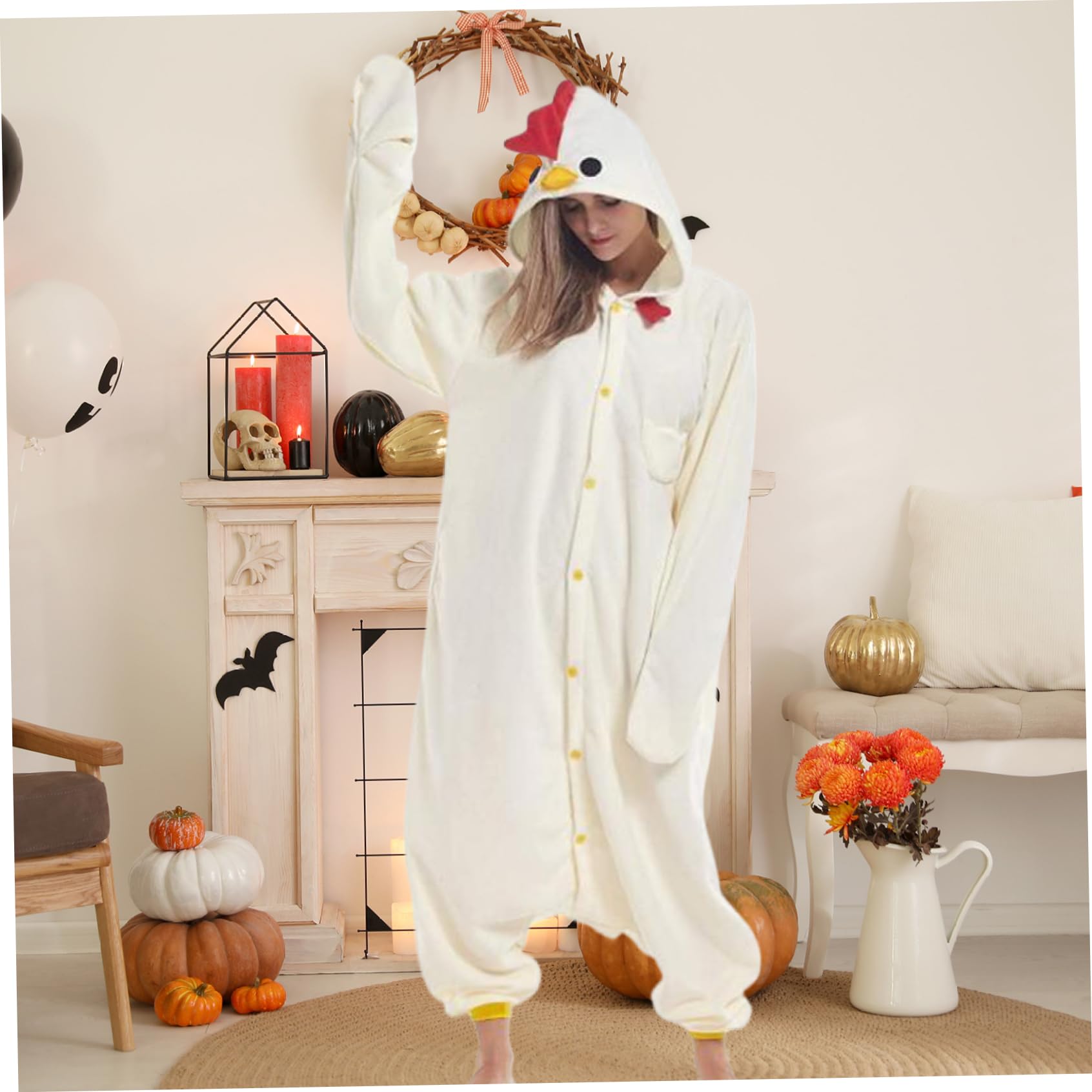 Disfraz de Halloween Cosplay Onesie Polar Polar Disfraz de pollo unisex