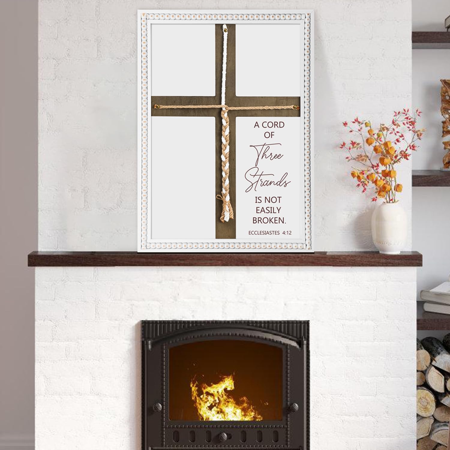 Three Strands Cord Wedding Unity Sign, Cross to Braid or Tie God's Knot - A Cord of Three Strands is Not Easily Broken - Handfasting Cord, 16 × 22" Unity White Cross Braid For Wedding Ceremony