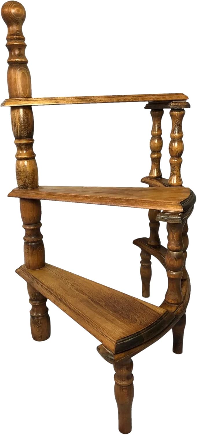 1 Fine Victorian Style Light Oak Library Spiral Curved Step Ladder