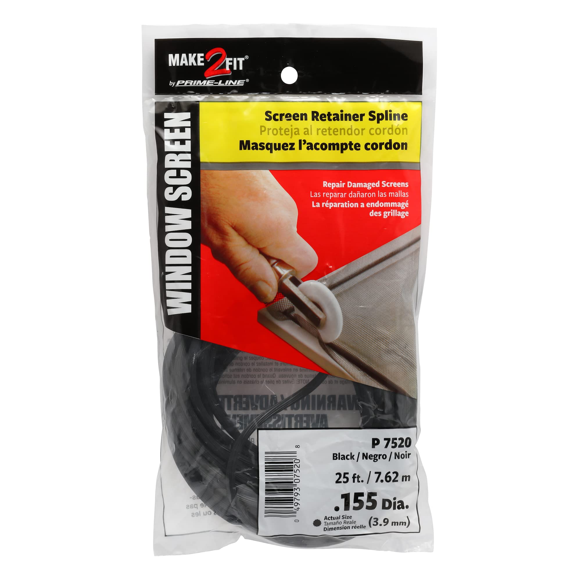 Vinyl Screen Retainer Prime-Line Screen Retainer Spline 0.175 In. Black Vinyl - 500 Ft Roll For Window Screens Window Screen Repair Spline - View #6