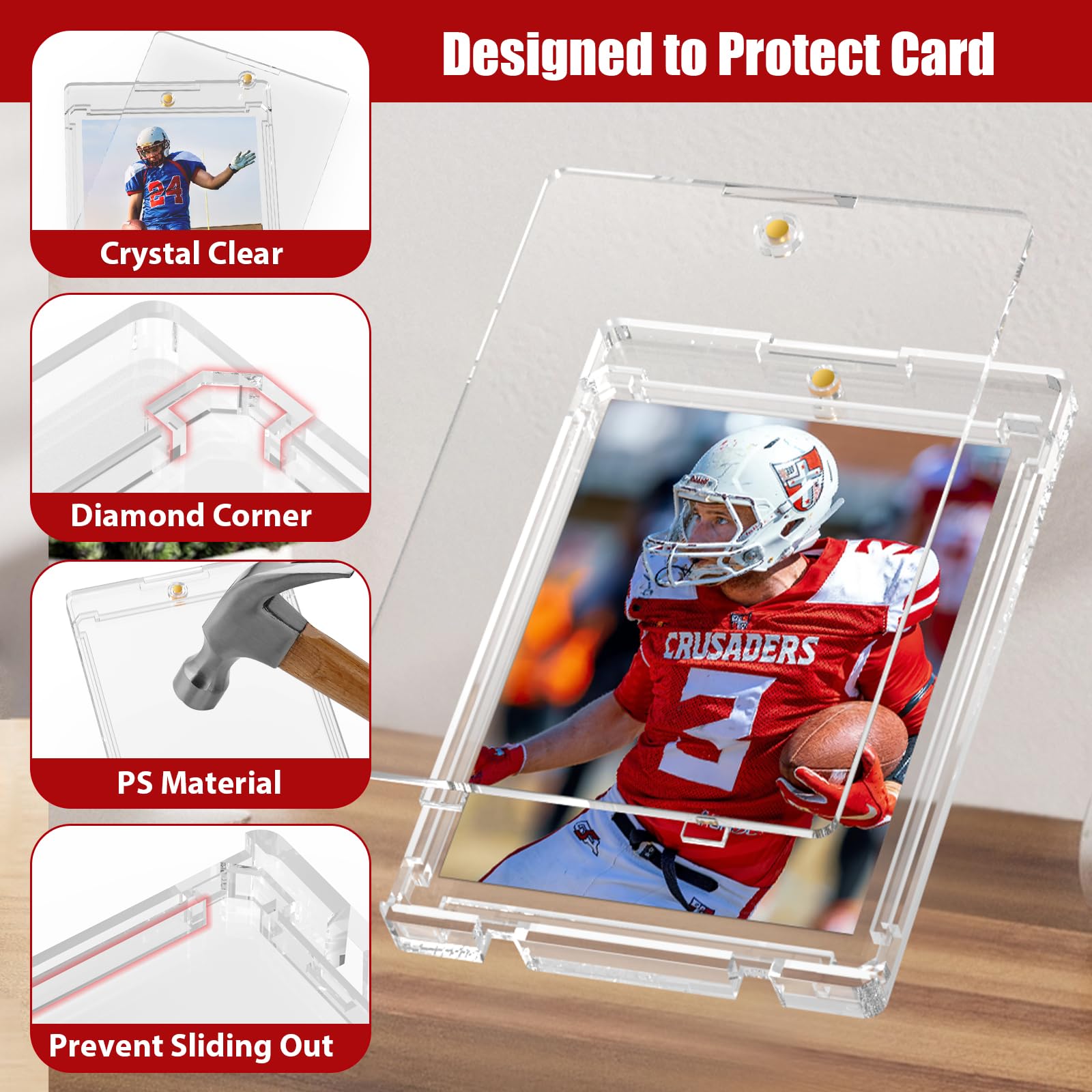 Porta carte magnetico da 130 pt, 50 ct, con protezione U-V, in plastica rigida, con 2 forti magneti, per collezionisti di giochi di baseball