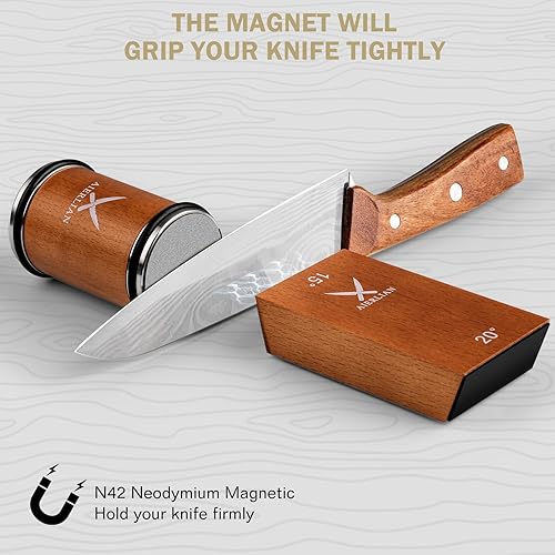 Miniatura 5 de AIERLIAN Afilador de cuchillos, kit de afilador de cuchillos rodantes, afilado de cuchillos con diamantes industriales y cerámica para acero de