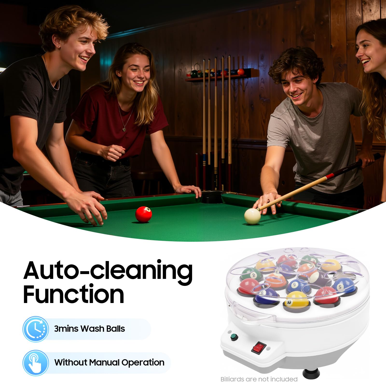 Polisseuse de boules de billard, nettoyeur automatique de balles de piscine, nettoyeur de balles de piscine pour 16 balles