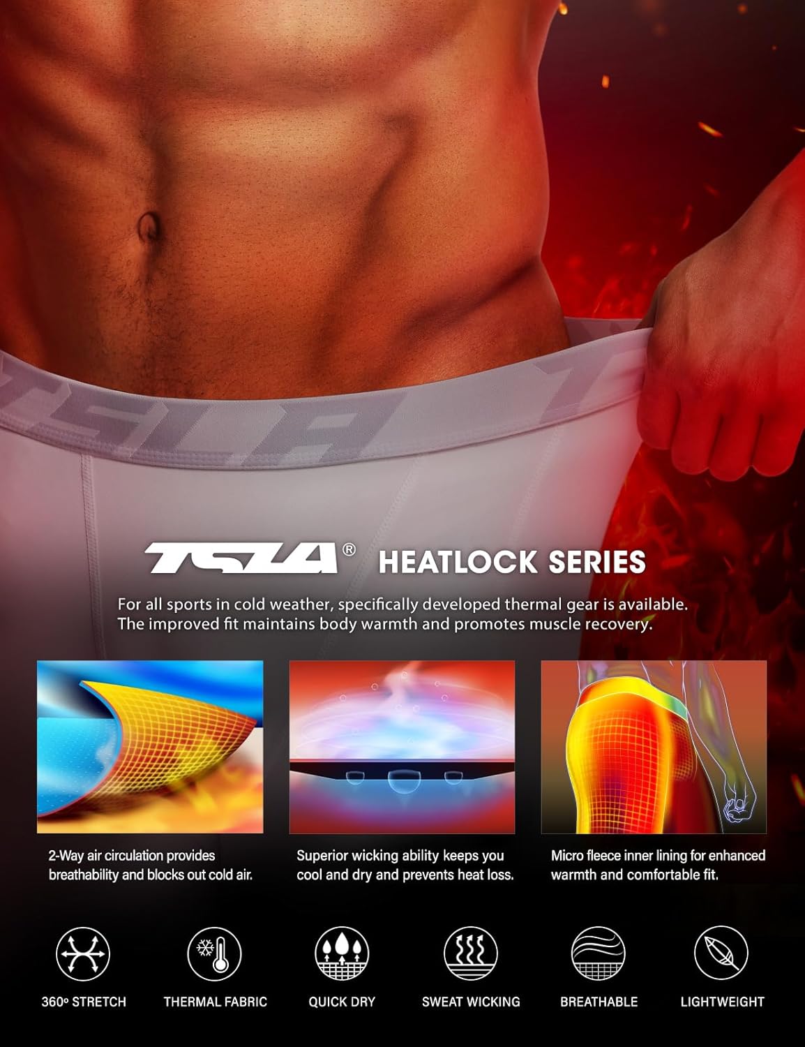 TSLA Men's Thermal Compression Pants, Athletic Sports Leggings & Running Tights, Wintergear Base Layer Bottoms - Image 7
