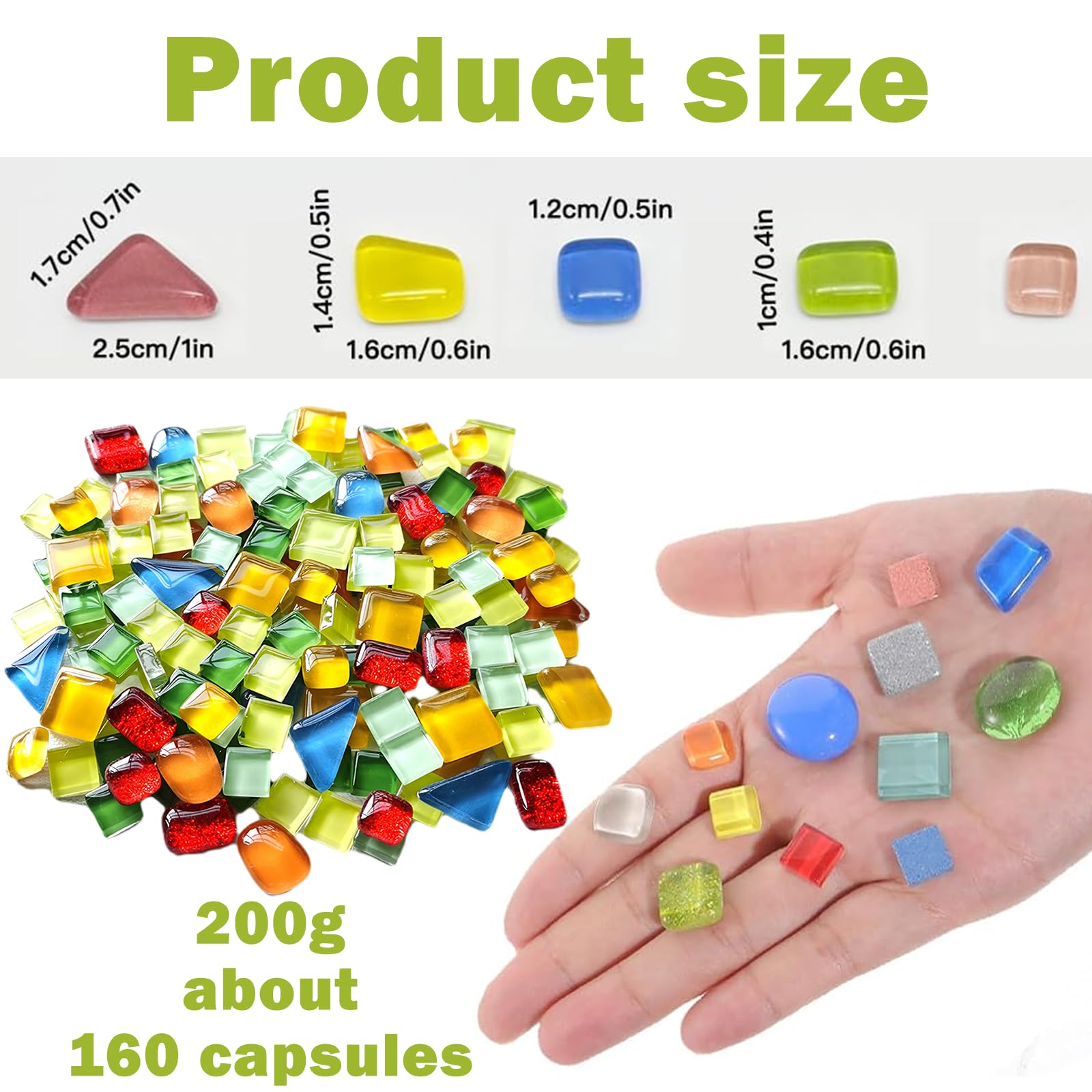 Lot de 600 carreaux de mosaïque en verre translucide pour cadres photo, pots de fleurs, miroirs