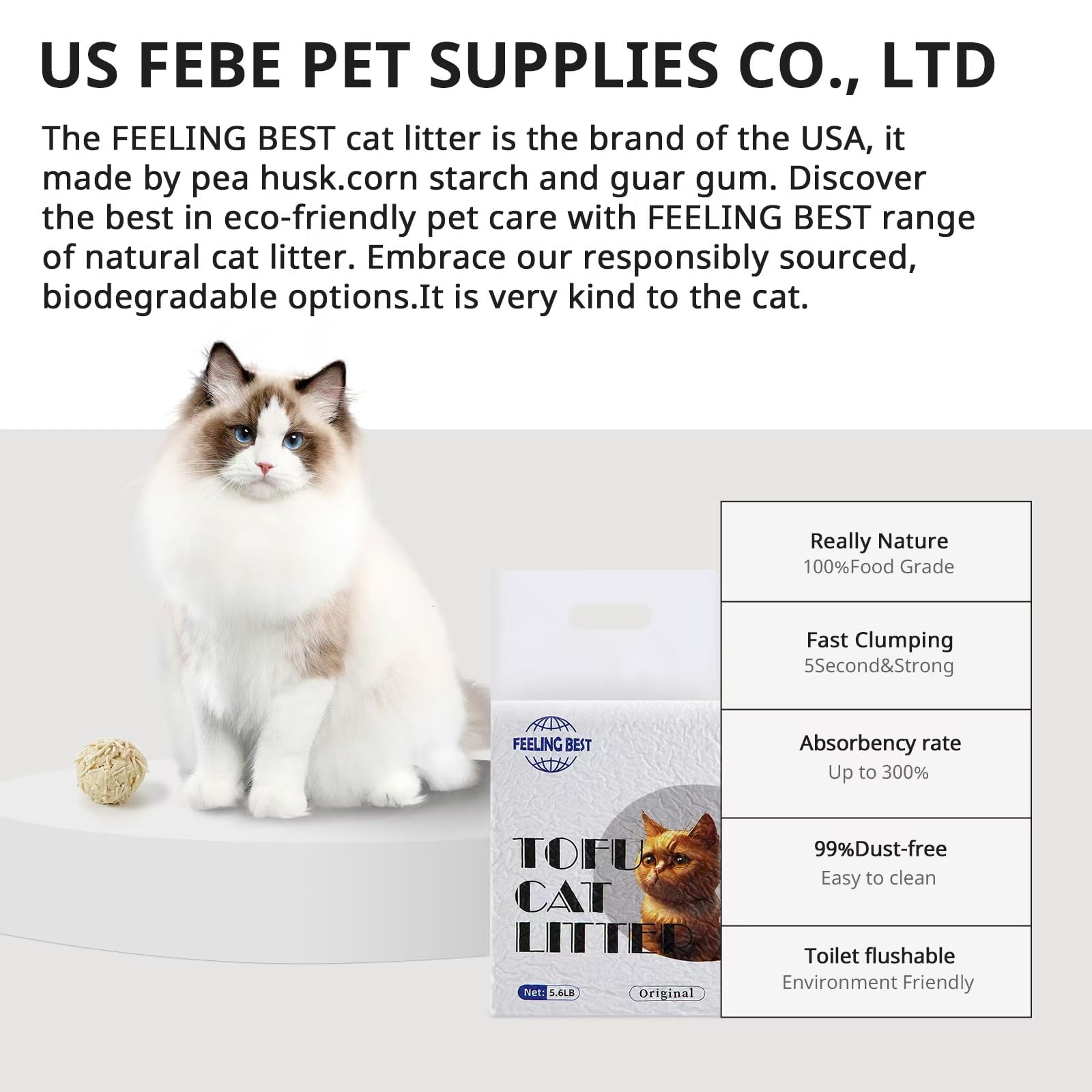 Lettiera per gatti in tofu, 10,2 kg (5,6 lb × 4 sacchetti), raggruppamento di tè verde, 100% materie prime per uso alimentare, lavabile, ultra assorbente e ad asciugatura rapida, solubilità in acqua