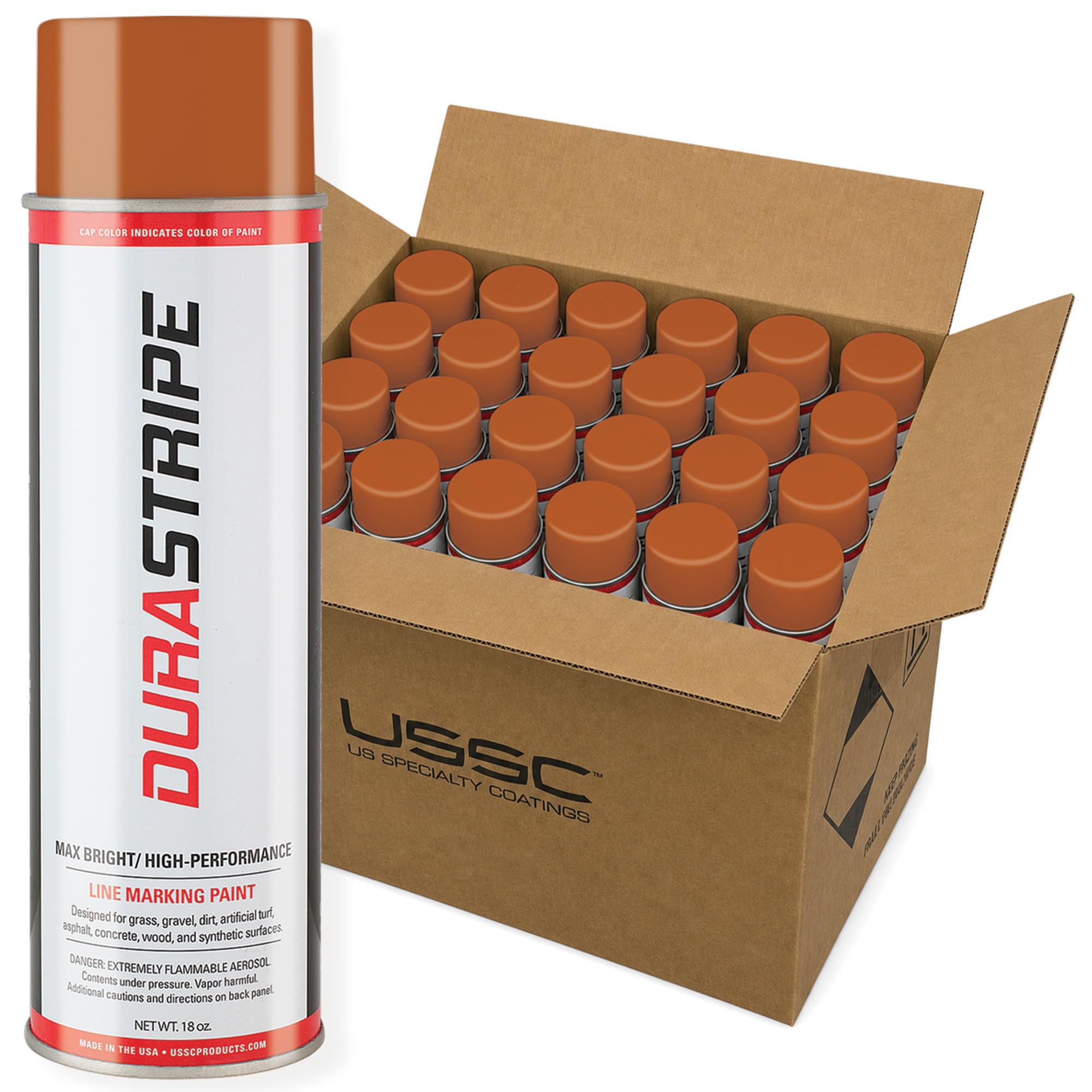 Athletic Field Marking Paint – 2 Cases of 12 T-Tip Spray Cans (24 Total), 18 oz Each – Bright, Durable Field Striping Paint (Burnt Orange)