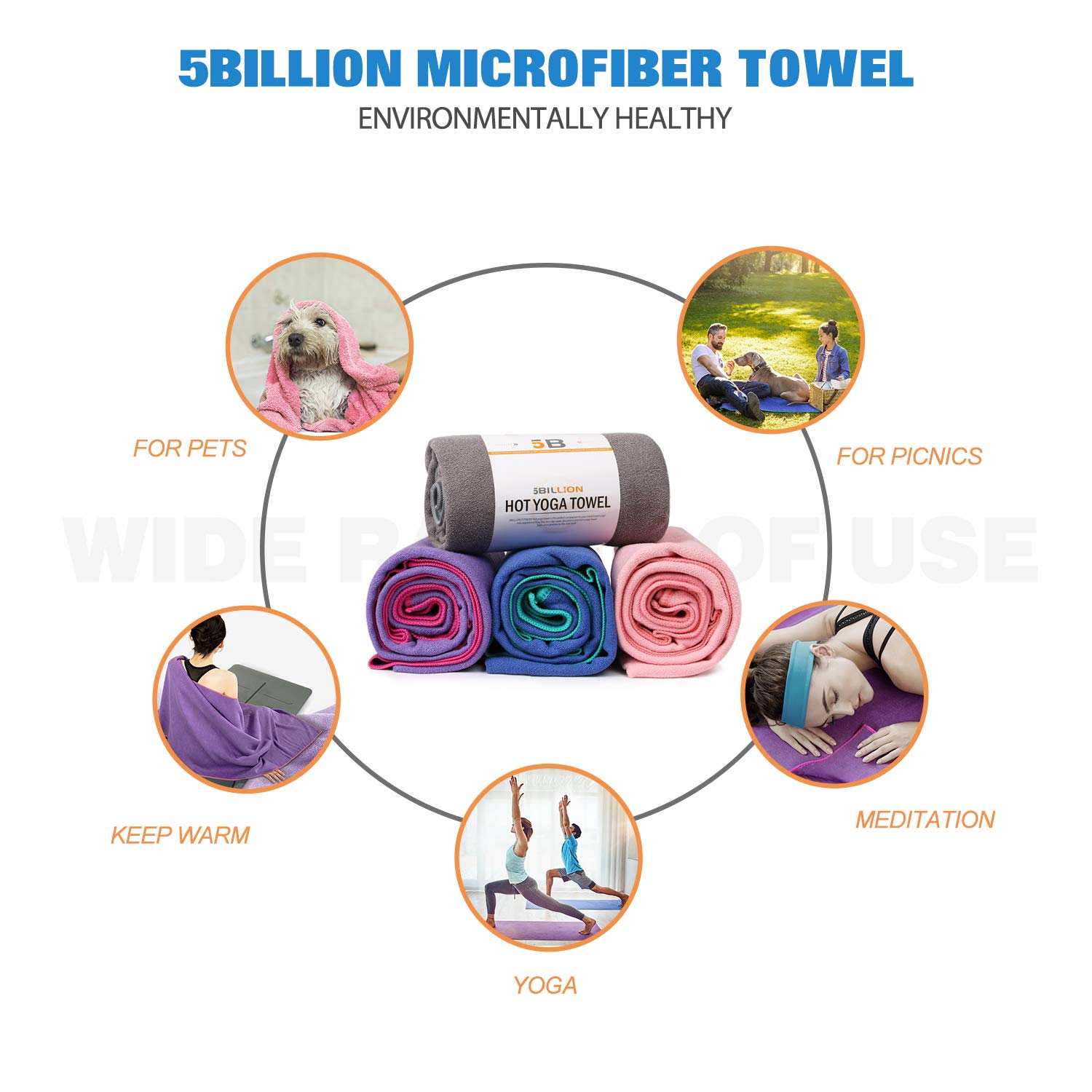 Yoga Handtuch 183x61 Cm | Rutschfeste Mikrofaser Für Yogamatte | Mit Tragetasche | Für Hot Yoga, Pilates