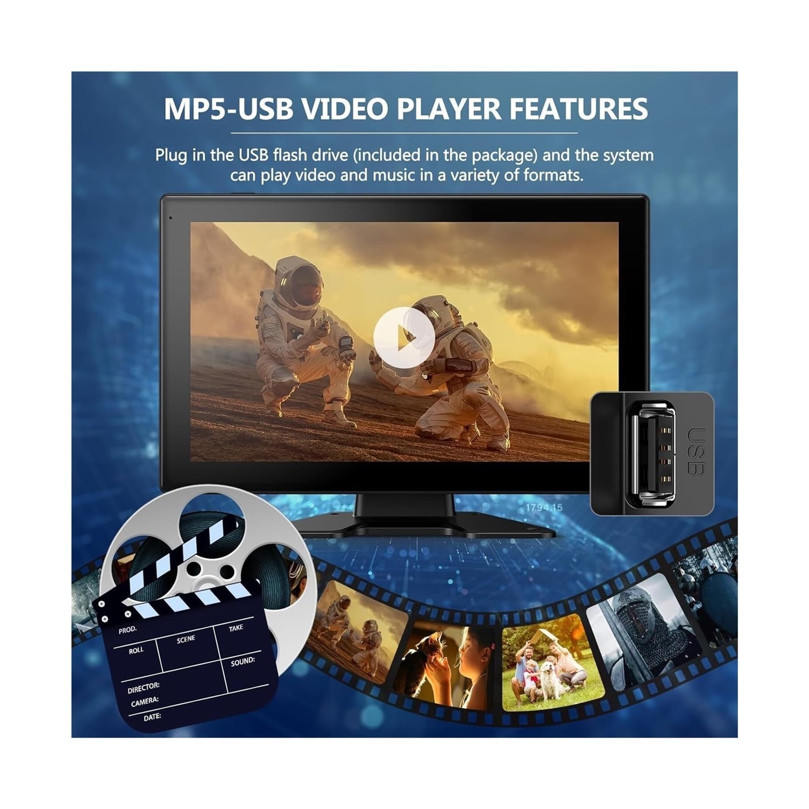 Monitor de pantalla táctil dividida de 10,1 "4k 4CH, cámaras de visión trasera de 1080P, grabación DVR, Bluetooth, música, visión nocturna for camión RV(None)