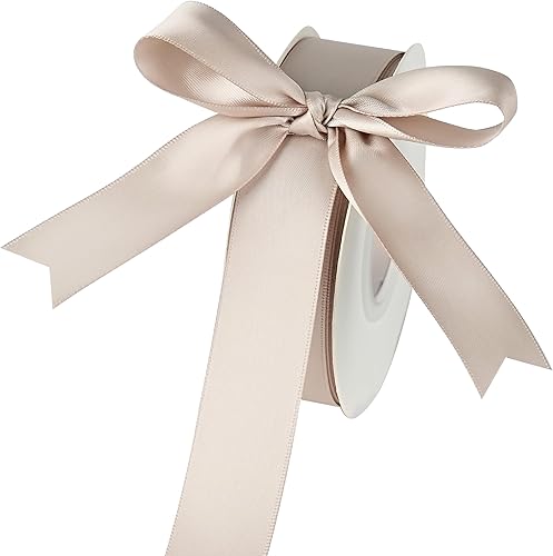 DINDOSAL Cinta gris pardo de 1 pulgada, cinta de satén de seda para decoración de boda, ramo de novia para manualidades, envoltura de regalos, baby