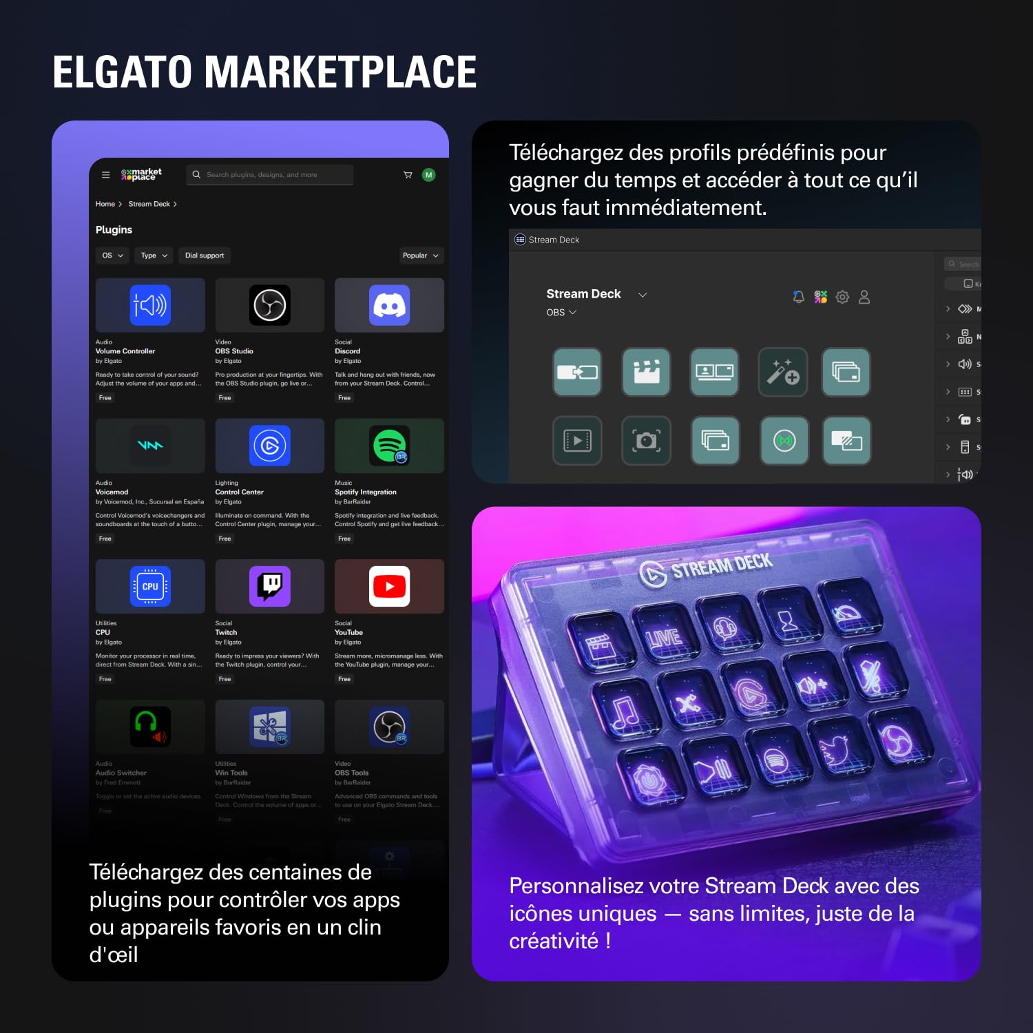 Elgato Stream Deck + – Console de mixage | Interface de production live et studio, créateurs, streaming, gaming, ruban tactile, touches LCD, Mac/PC