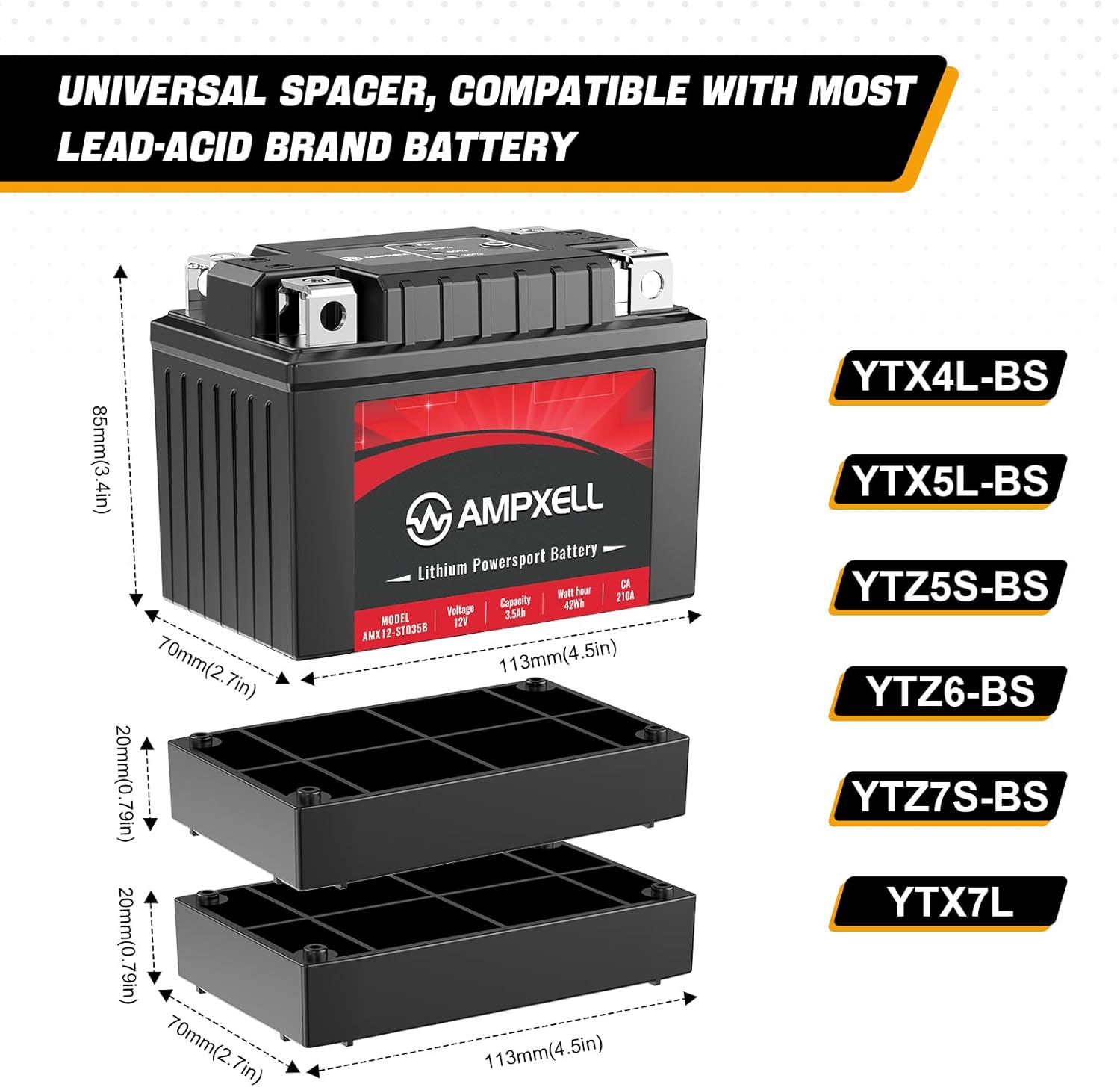 YTX5L-BS/ YTZ7S-BS Lithium Powersport Motorcycle Battery with Motorcycle USB Charger,Two Way Charger 30W