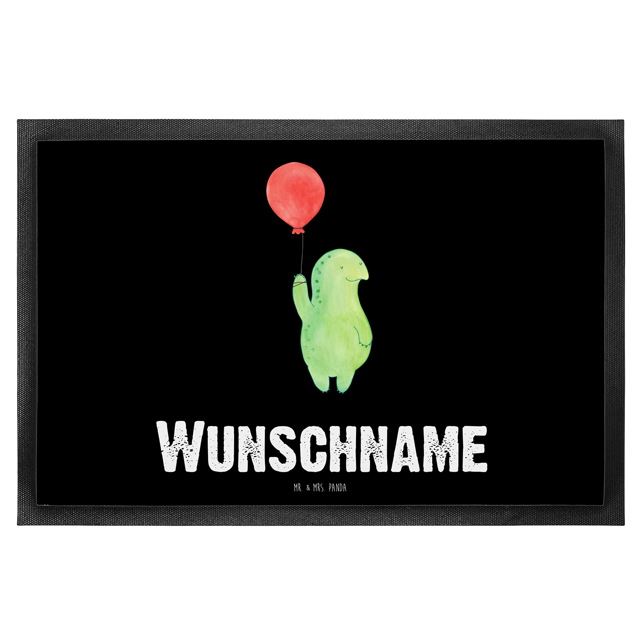 Mr. & Mrs. Panda Personalisierte Fussmatte Schildkröte Luftballon 40 x 60 cm - Geschenke, Fußmatte personalisierbar, Individuelle, personalisiert, mit Name, mutig, Motivationsspruch
