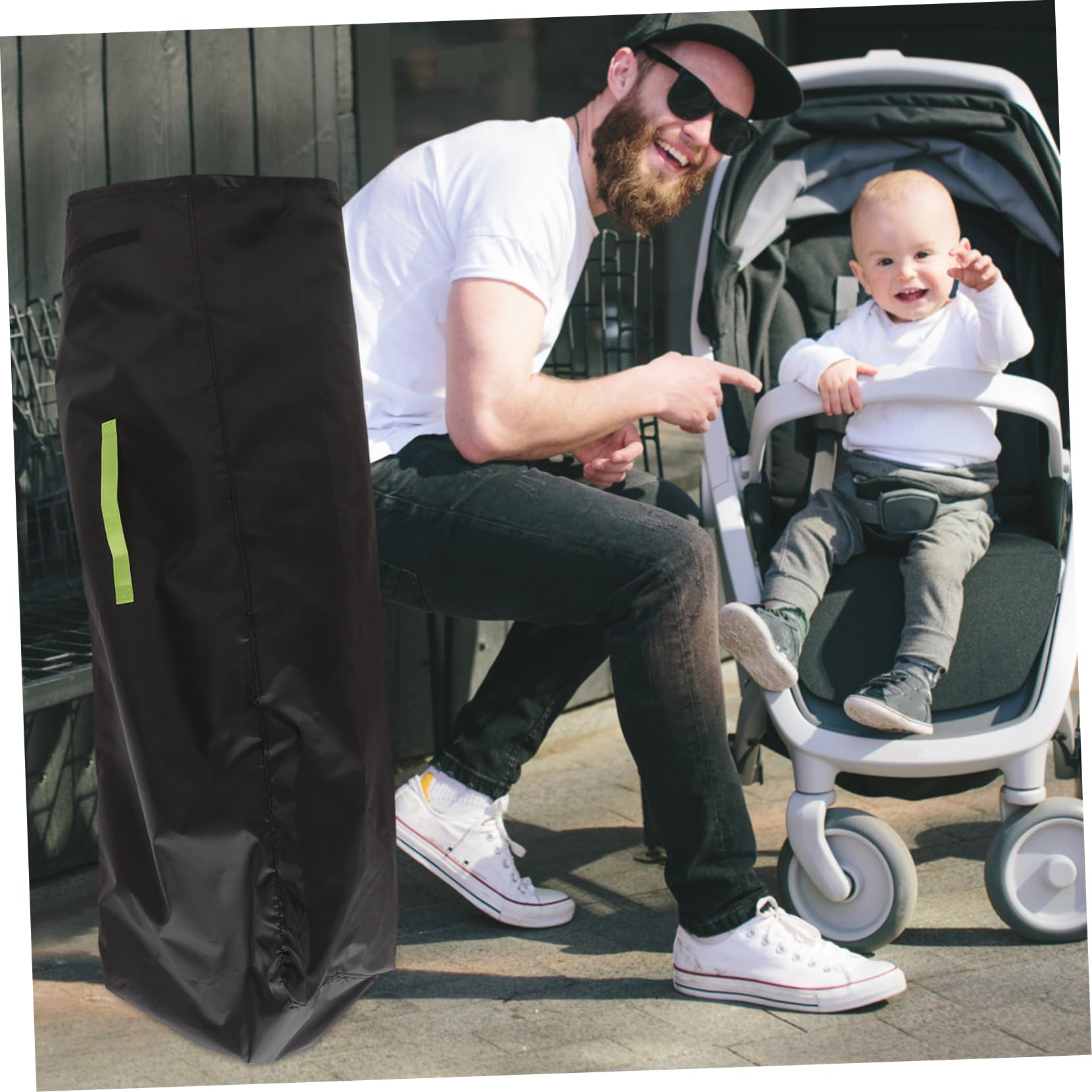 Garneck Borsa Porta Oggetti per Passeggino, Copertura da Viaggio Oxford Nero, e Facile da Pulire, per Uso Quotidiano e Gate Check
