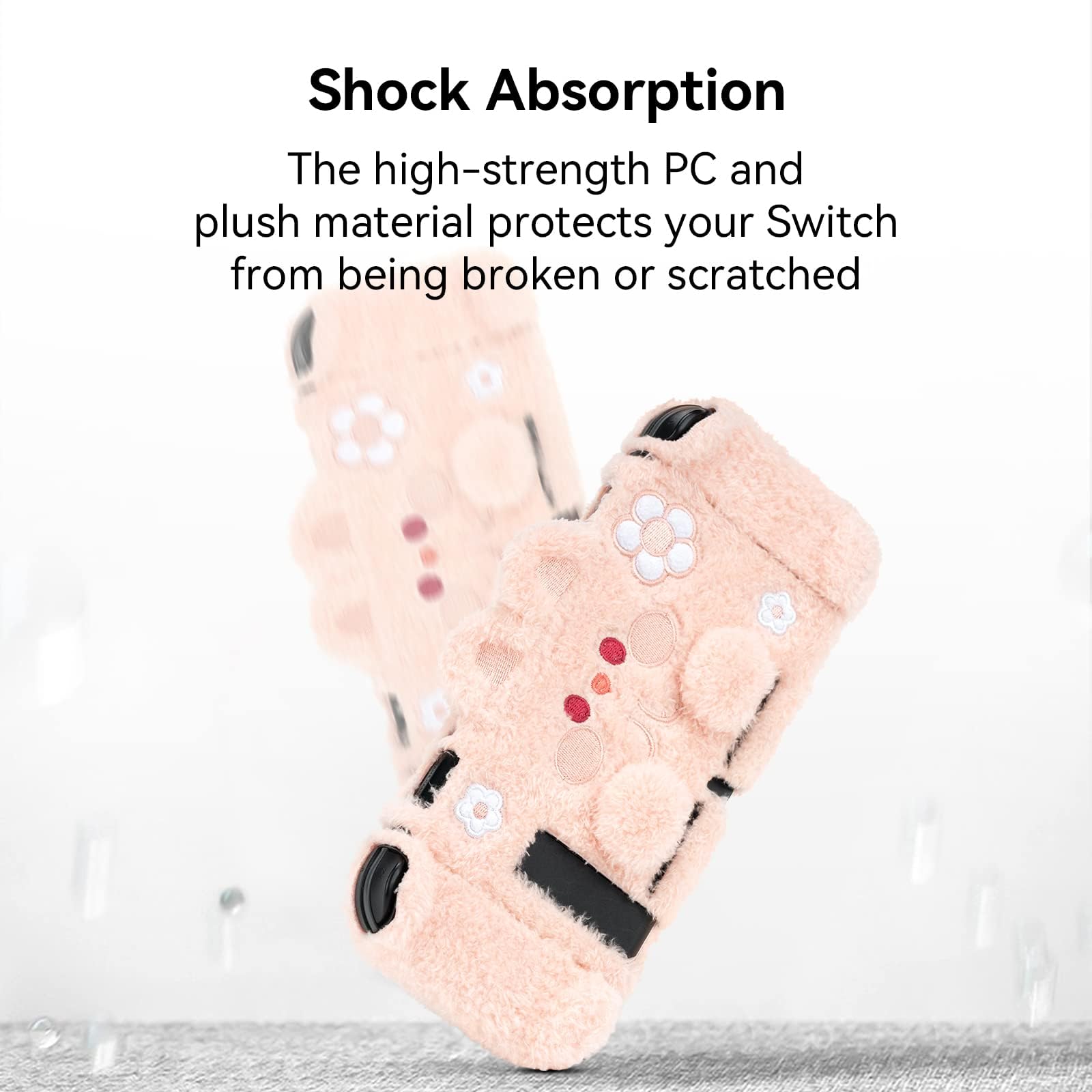 GeekShare Coque de Protection en Peluche Mignonne Compatible avec Switch et Joy Con - Absorption des Chocs et Anti-Rayures - Lapin en Peluche