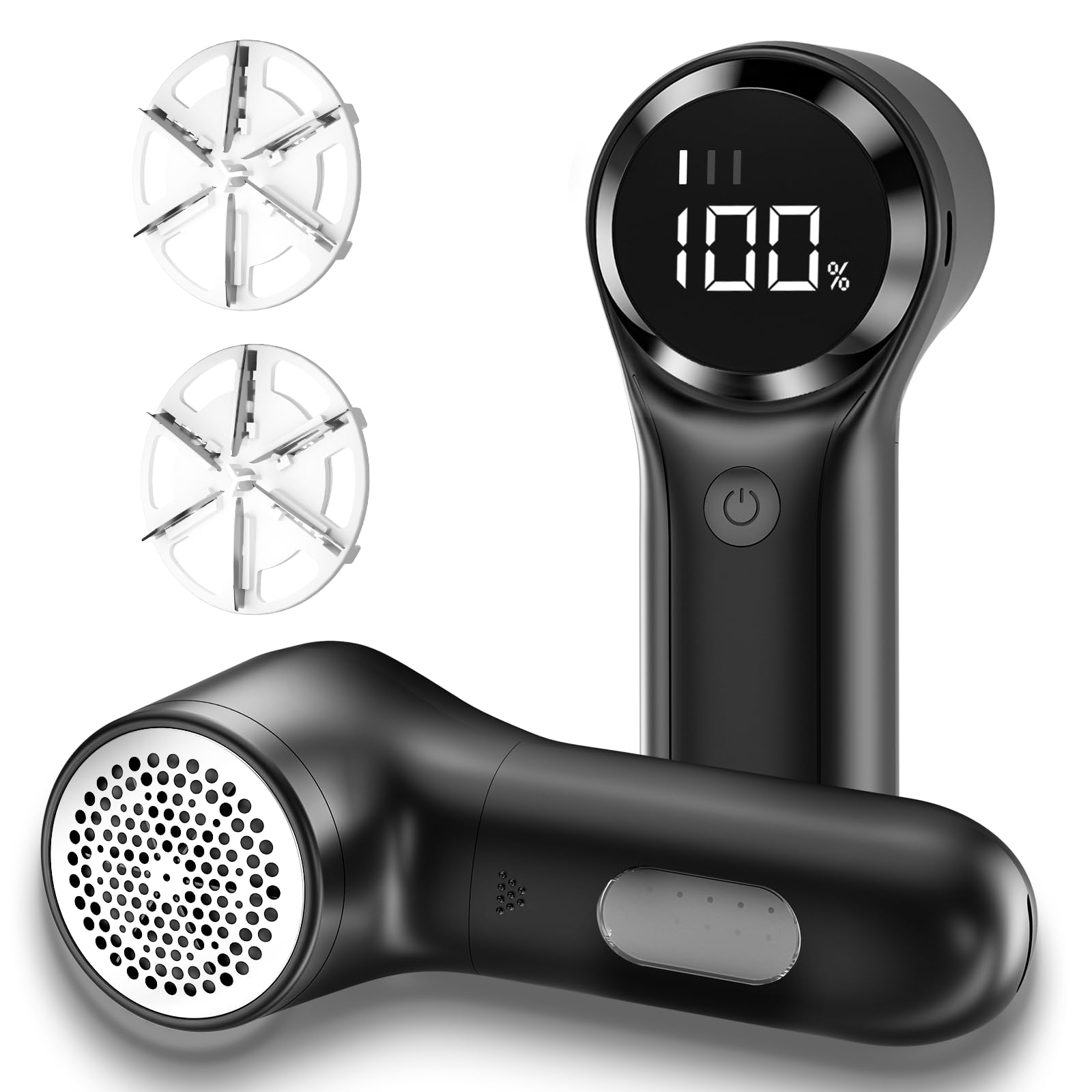 BZGG Rechargeable Lint Remover, Bobble Remover for Clothes, 3 Speeds Adjustable Fabric Shaver, LED Display Bobble Remover for Clothes, Lint Shaver for Various Fabrics, Black