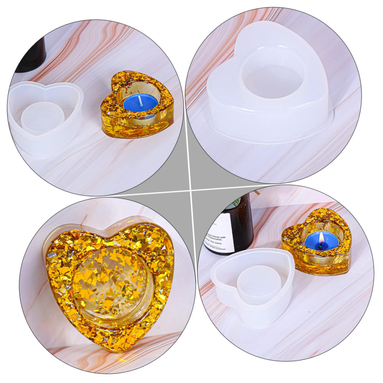 ARTIBETTER 5 Set Stampo Epossidico Di Cristallo Per Candele Cera Stampo Per Saponi Stampo Manuale Stampo in Silicone Fai Da Te Stampo Epossidico Fai Da Te Bianca 2 Pezzi * 5