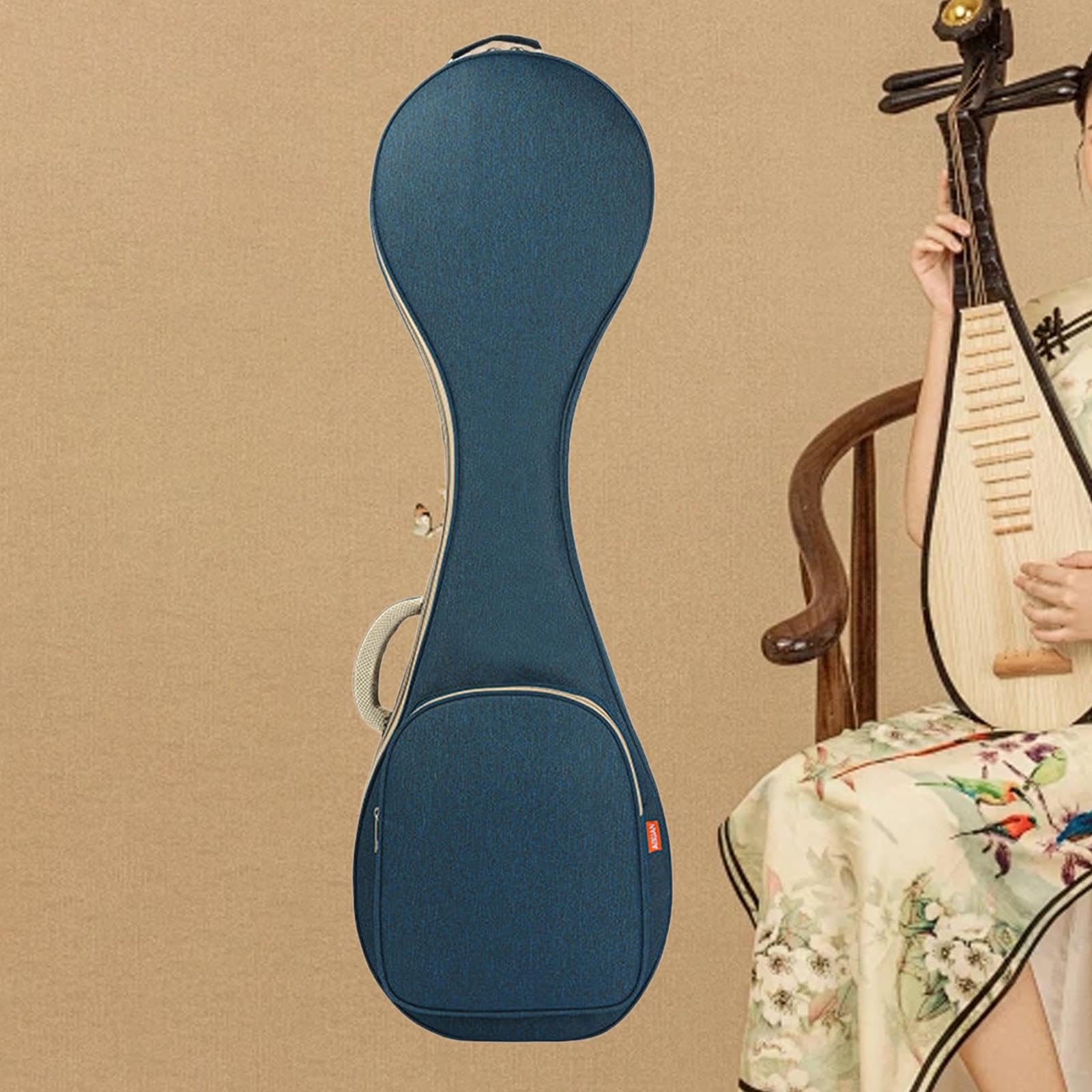 Amagogo Pipa-Etuis, Tasche für chinesische Lauteninstrumente, tragbarer Pipa-Instrumentenkoffer mit Tasche, gepolsterte Schutzhülle, Pipa-Tragetasche, Blau