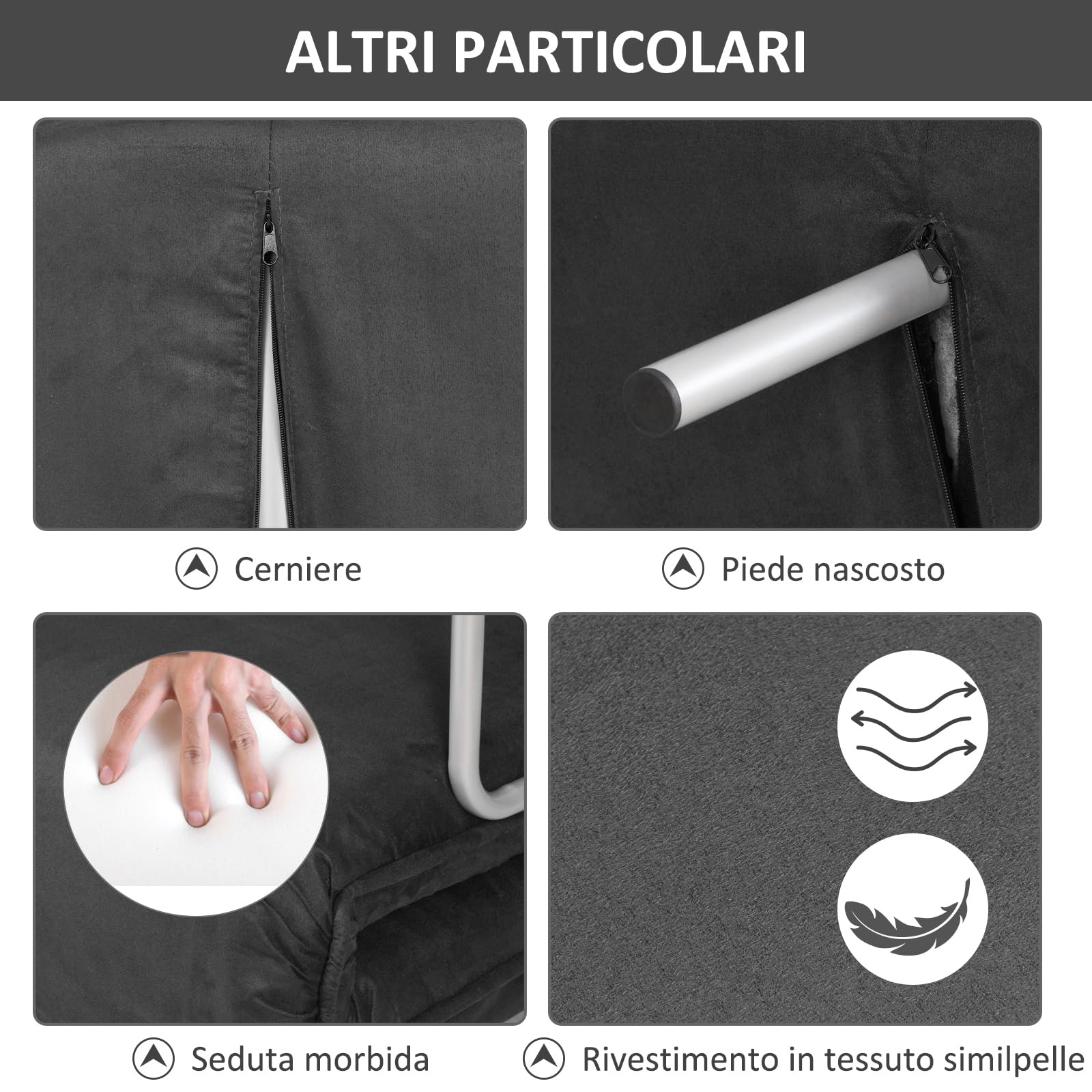 HOMCOM Divano Letto 2 Posti 3 in 1 in Pelle Scamosciata Sintetica con Schienale Regolabile in 5 Posizioni, Divano 2 Posti con 2 Cuscini, Seduta Imbottita, 111x80x78 cm, per Soggiorno, Grigio