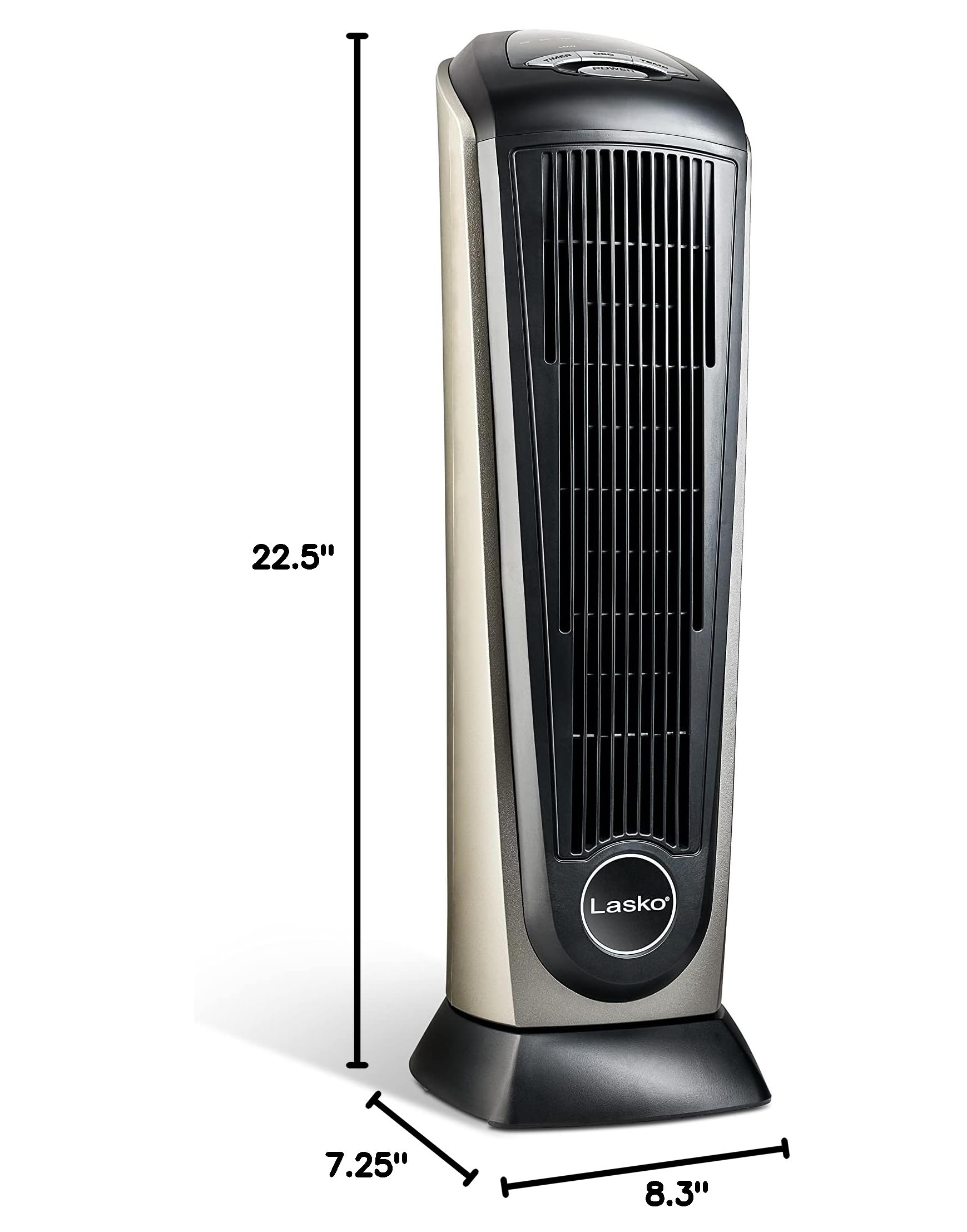 Lasko Tower Space Heater Indoor, Compact Electric Heaters for Indoor Use, Small Space Heater with Remote, Ideal Lasko Space Heaters for Indoor Use, 22.5 Inches, Grey/Black, 1500W, 751320