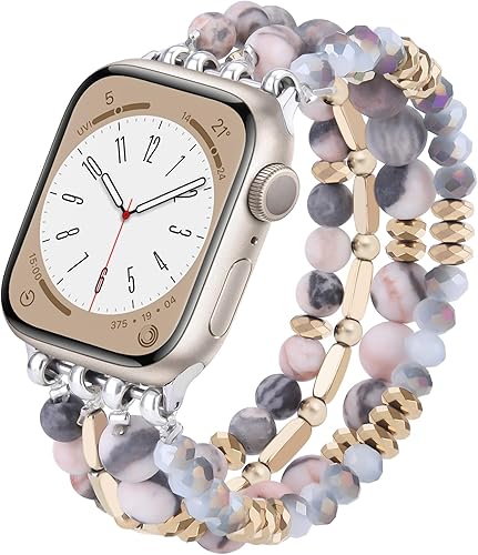 VISOOM Pulsera de cuentas boho compatible con Apple Watch Band de 40mm38mm41mm42mm Series 11 10 9 8 7 SE Series 654 pulsera de moda para mujer con