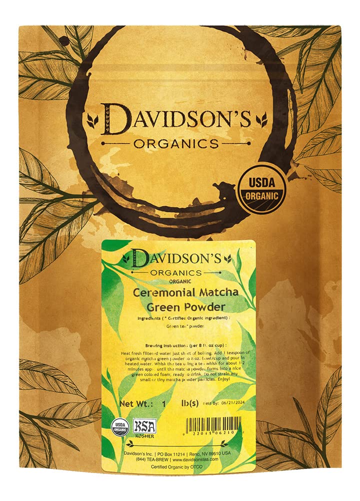 Davidsons Organics Ceremonial Matcha Powder Loose Leaf Tea 16-Ounce Bag