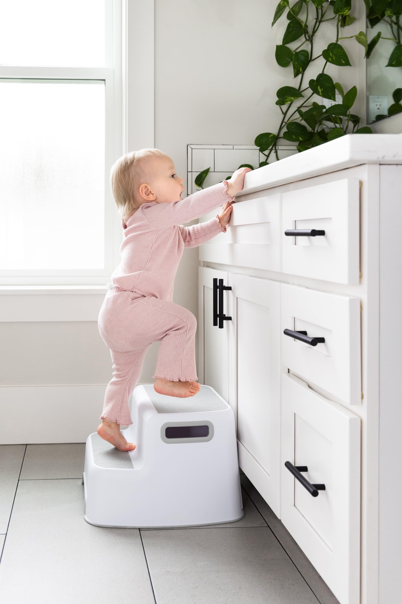 Ubbi Wide 2 Step Stool for Kids, Toddler Stool for Toilet Potty Training, Slip Resistant Soft Grip for Safety