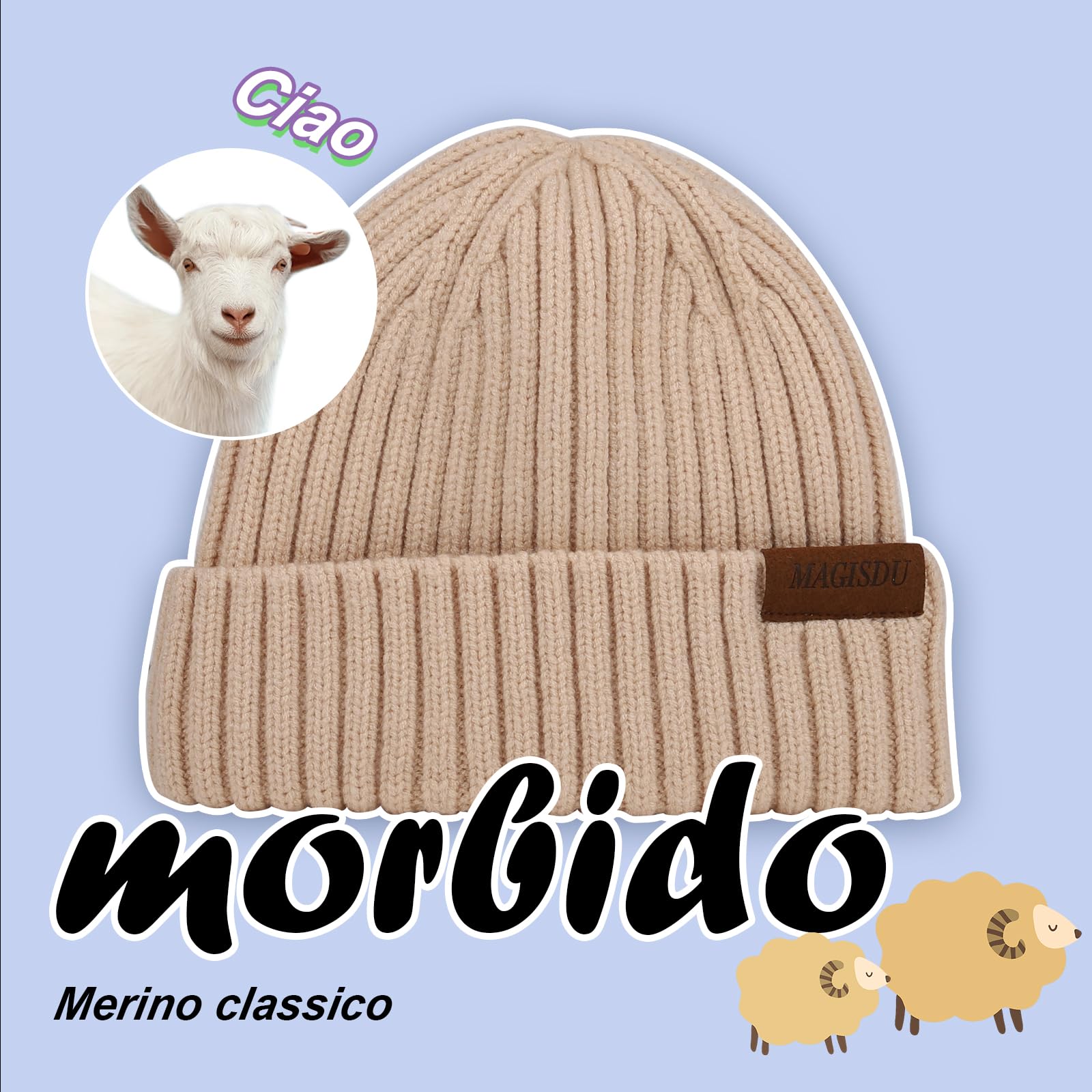 MAGISDU Cappello Bambino Bambina Lana Merino Berretto Invernale Liner Cappelli Termico Ragazzo Ragazza