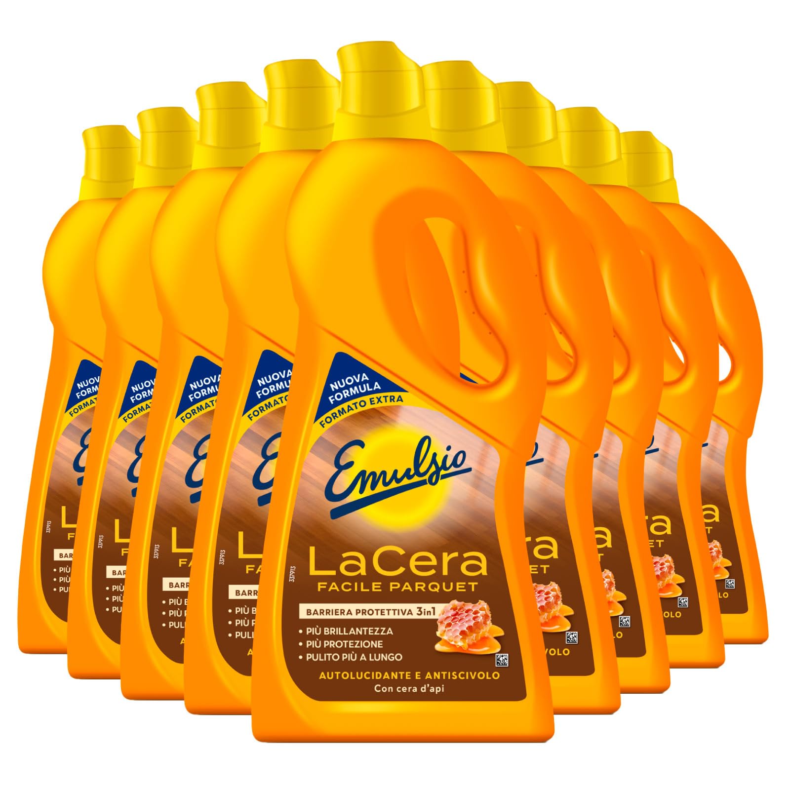 9 x Emulsio La Cera Fácil Autolucidante Suelos de Parquet y Madera con Cera de Abejas - 9 botellas de 725 ml cada una