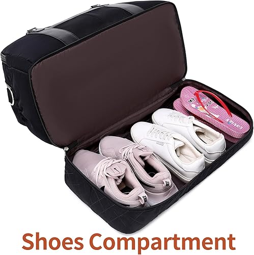 Miniatura 3 de Bolsas de fin de semana para mujer, bolsa de lona grande de viaje con compartimento para zapatos, bolsa de mano de mano, juego de 3 piezas