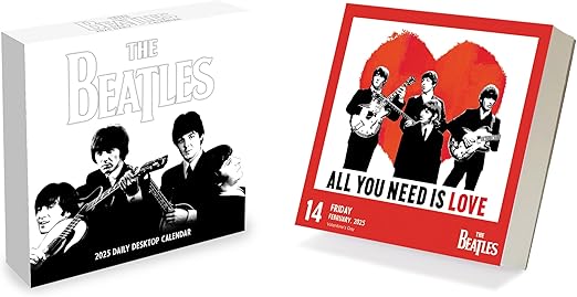 TF Publishing 2025 The Beatles Daily Desktop Calendar | Home & Office Organization | Small Desk Top Calendar | Full-Color Easy Tear-Off Pages | Standing Fold-Out Cardboard Easel | 5.25”x5.25”