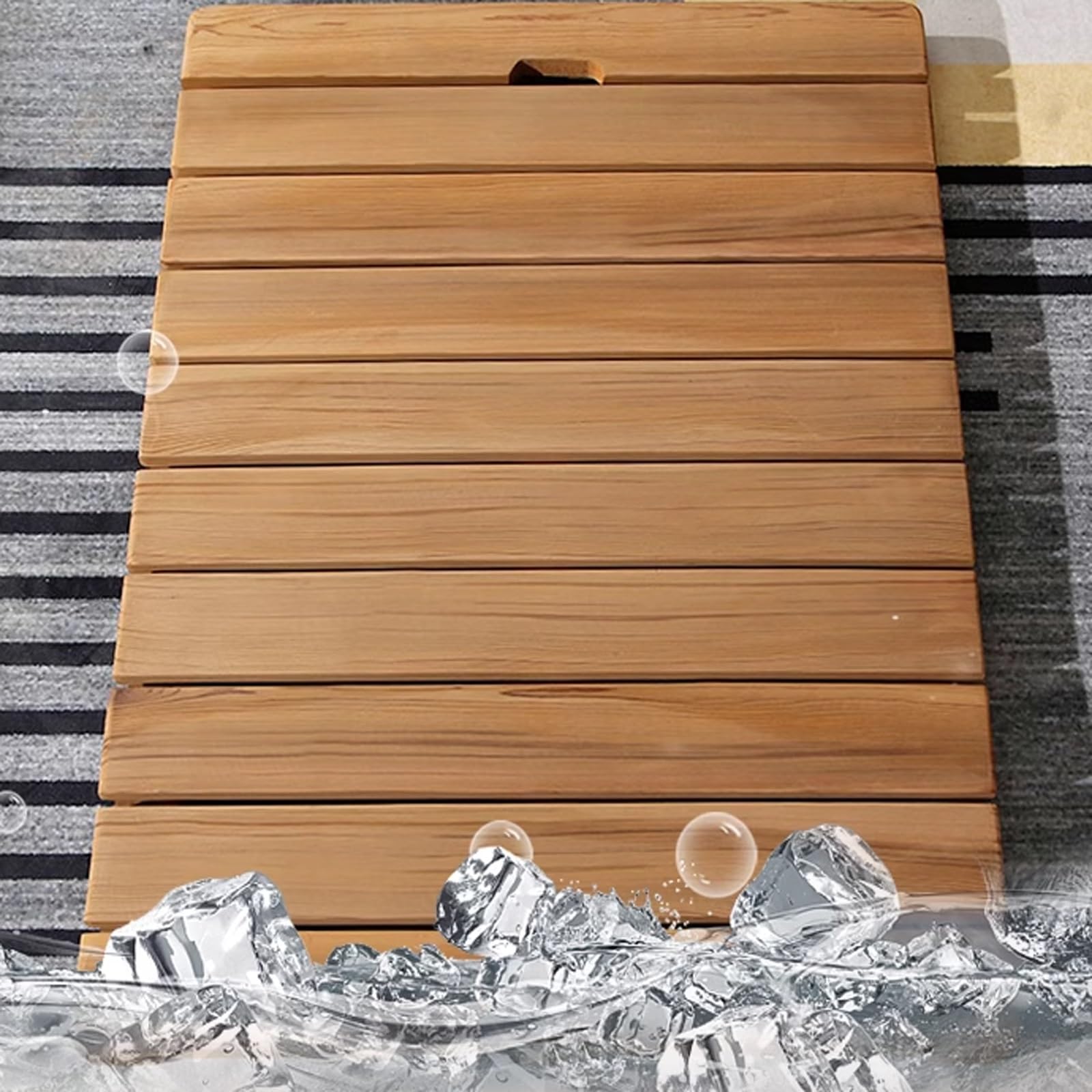 QWEASDF Pedana per Doccia,Tappeto Doccia Antiscivolo,pedana Doccia Legno,Tappetino Doccia Antiscivolo Doccia per Doccia in Legno Naturale, Piedini in Legno antisci(W50xL50cm/W20xL20in)