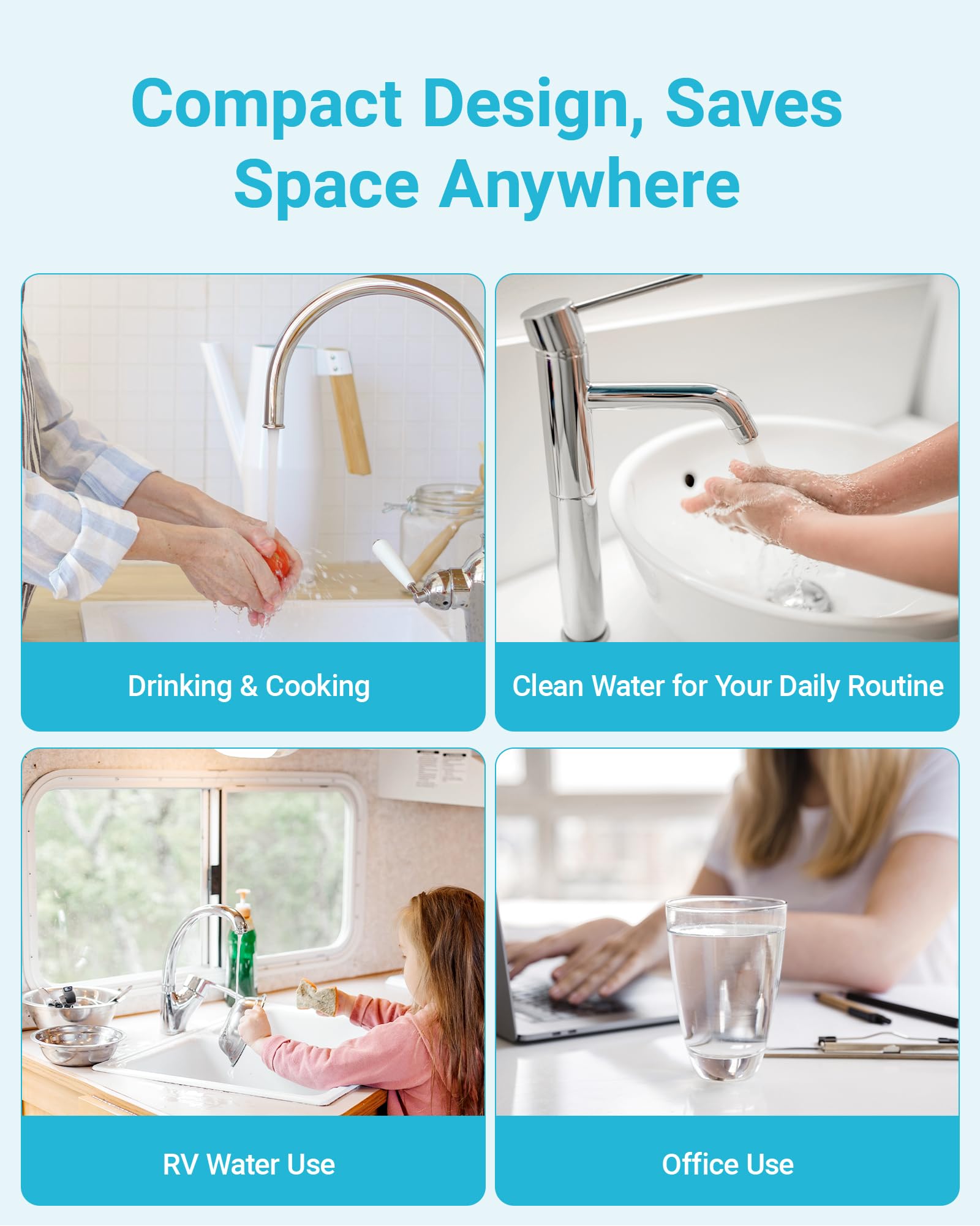 AQUA CREST UP16 Sistema di Filtrazione Sotto Lavello, Collegamento Diretto al Rubinetto Cucina, Riduce 99,52% Cloro, Sapori e Odori, 11K Galloni