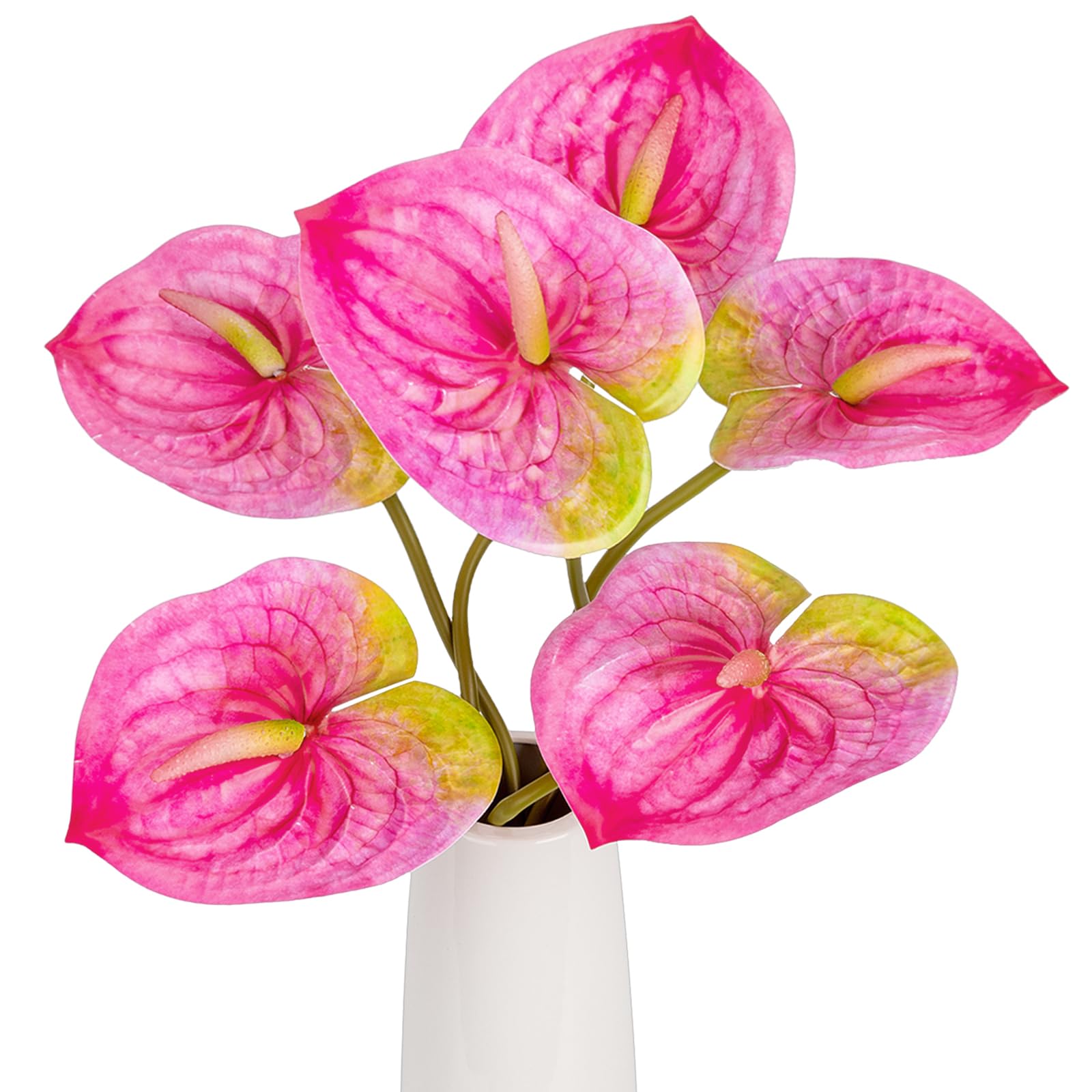 Photo 1 of OBDXZHC Artificial Anthurium Flowers, 8 PCS, 22.8" Hot Pink