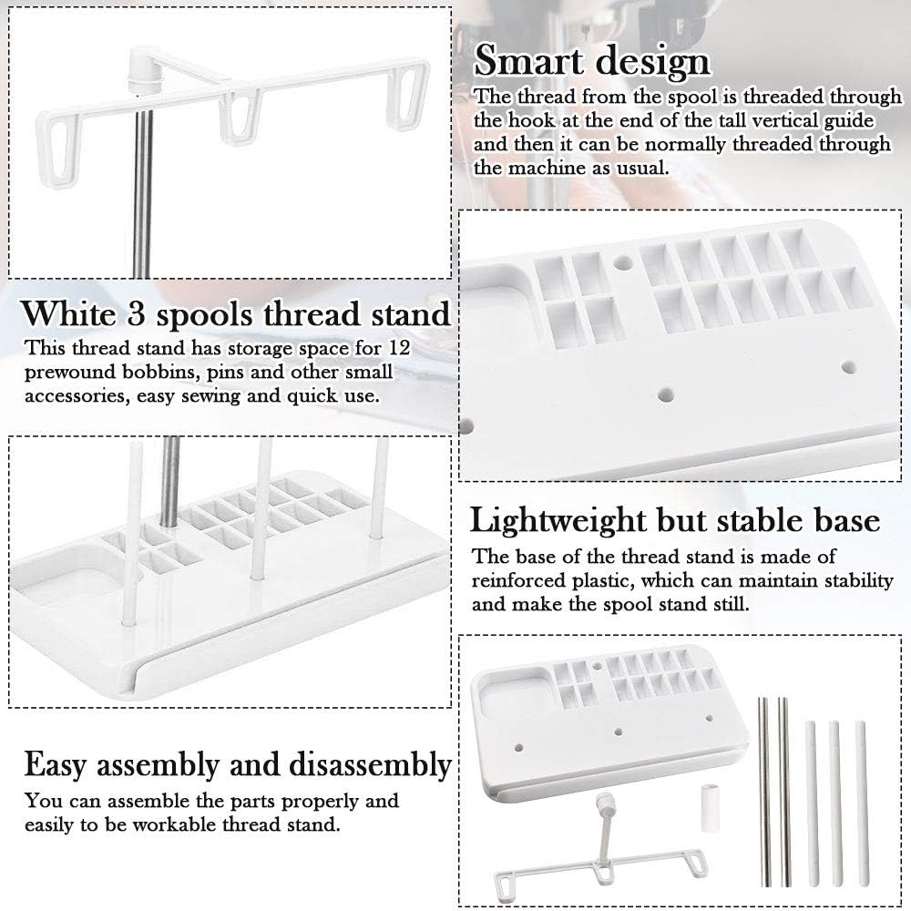 3 Spool Thread Stand Smoother Feed Thread Spool Holder Detachable