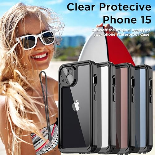 Miniatura 7 de AICase Funda impermeable para iPhone 15, protector de pantalla integrado, a prueba de nieve, polvo, golpes, certificado IP68 Real 360, protección de