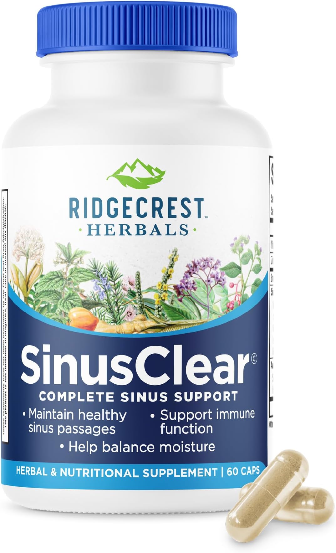 SinusClear, Complete Formula for Sinus and Nasal Health with Mullein Leaf, Bromelain, Vitamin C, and Zinc, for Healthy Mucus, Immune & Respiratory Support, (60 Veg Caps, 30 Serv)