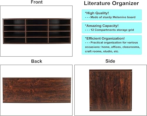 Vista 55 de PAG Organizador de literatura de madera para encimera, buzón de estudiante para aula, soporte de papel de escritorio para oficina, hogar, escuela
