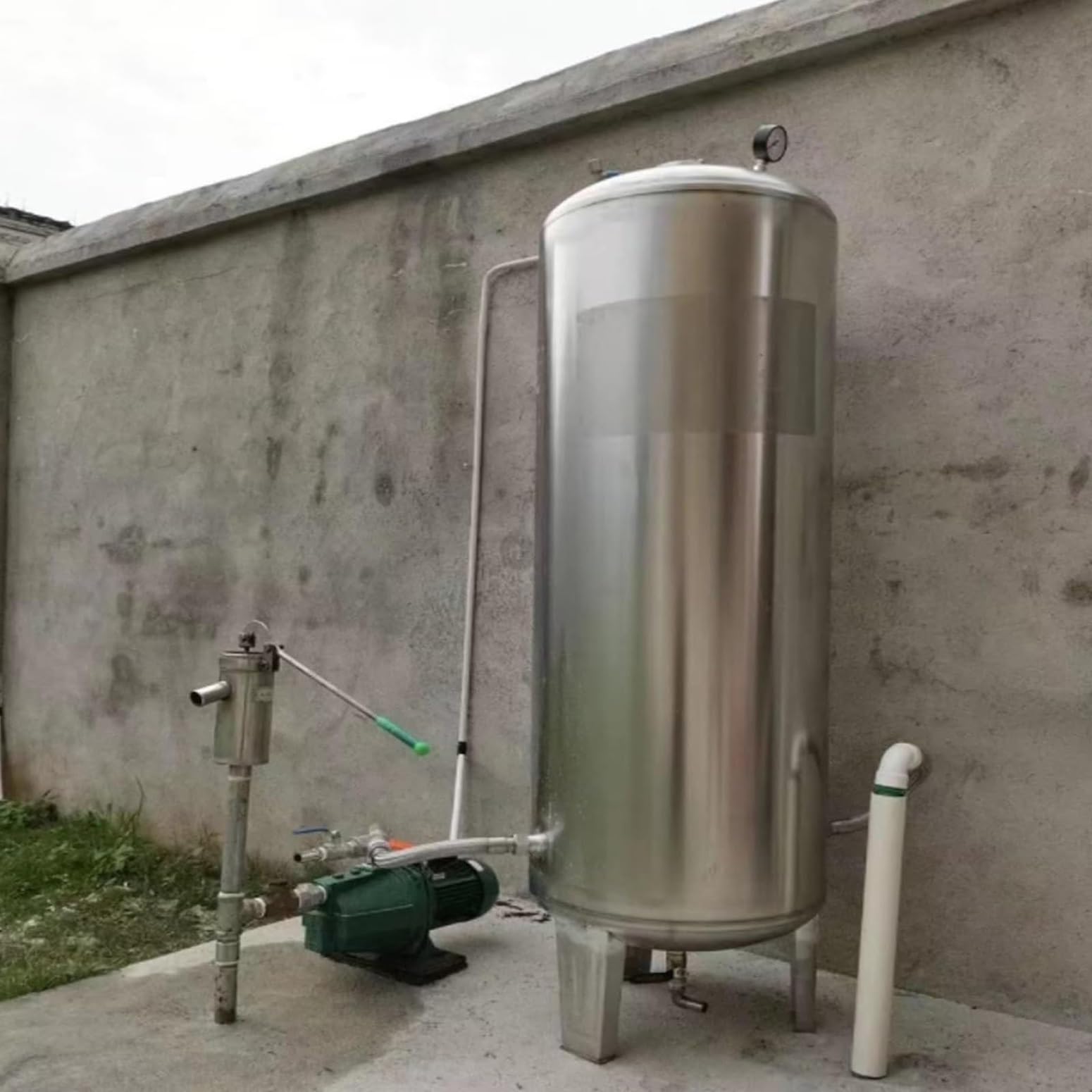 Ausdehnungsgefäß Trinkwasser Wasserdruckbehälter aus Edelstahl 304 – Automatische Wasserförderung – Druckschalter & Manometer – Geschlossener Tank 60L–400L(200L/53Gal)